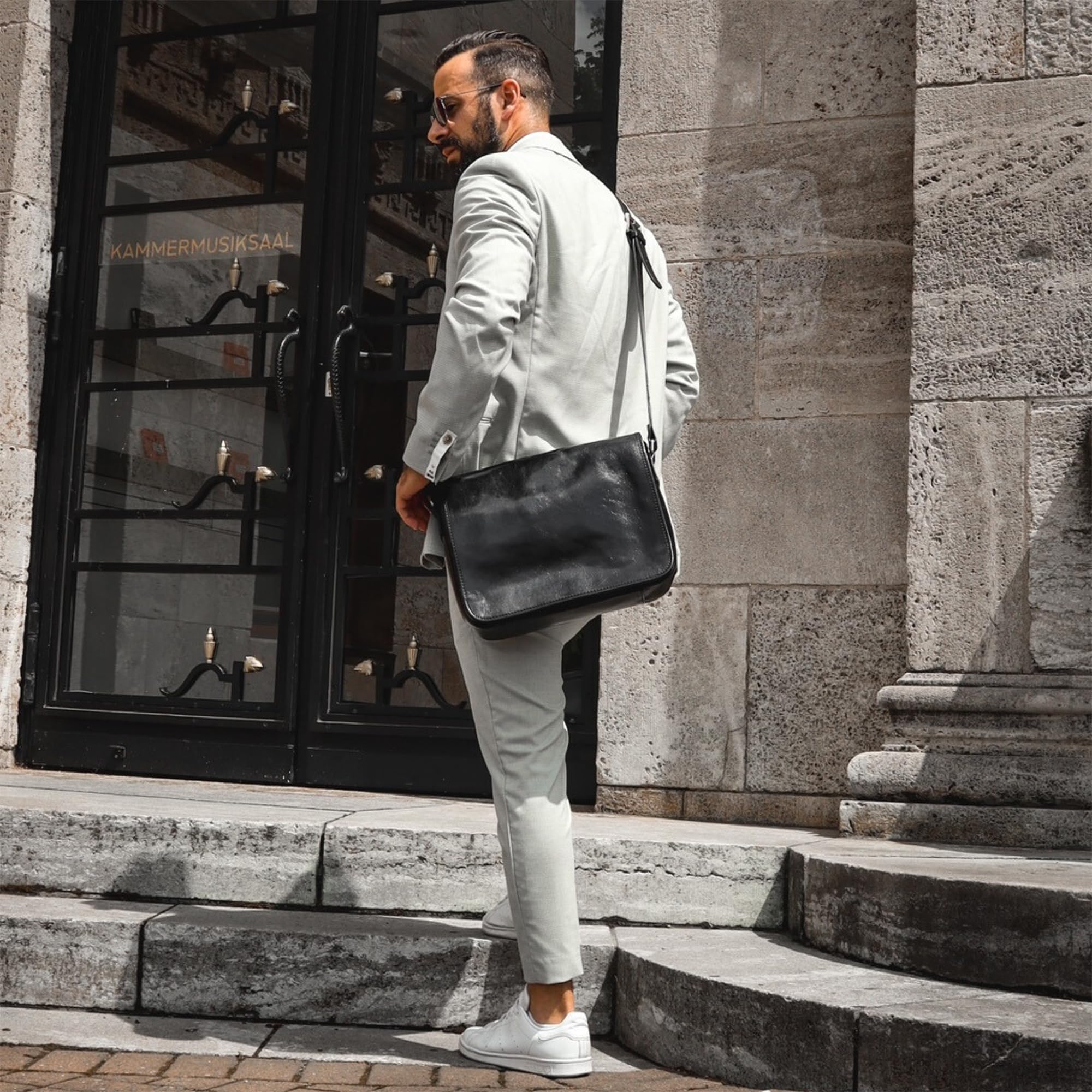 Premium Italian Leather Messenger Bag for Men - Handmade Crossbody Shoulder Bag with Time-Resistant Quality | Perfect for Business, Travel & Daily Commute