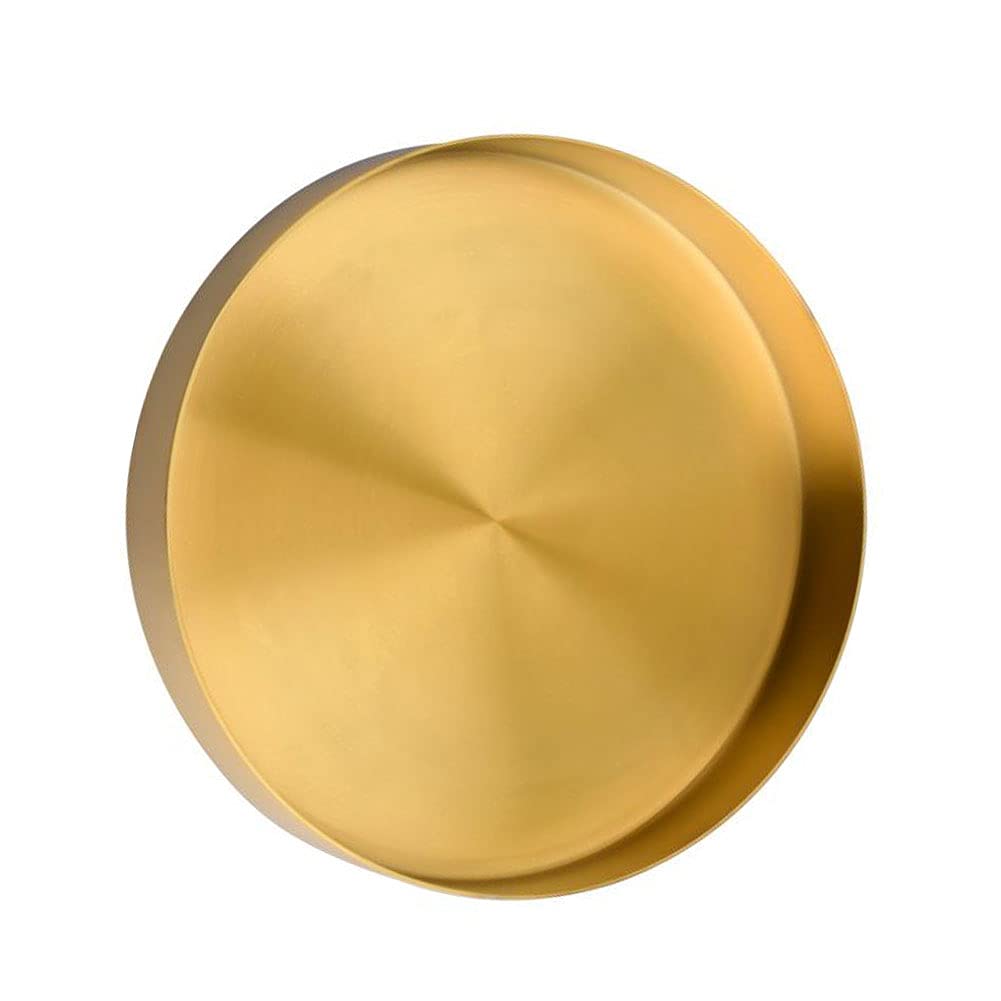 Eioflia Round Gold Serving Tray - Decorative Metal Vanity Tray for Makeup, Jewelry & Fruit Display - Elegant Home Decor Organizer for Bathroom, Bedroom & Dining Table