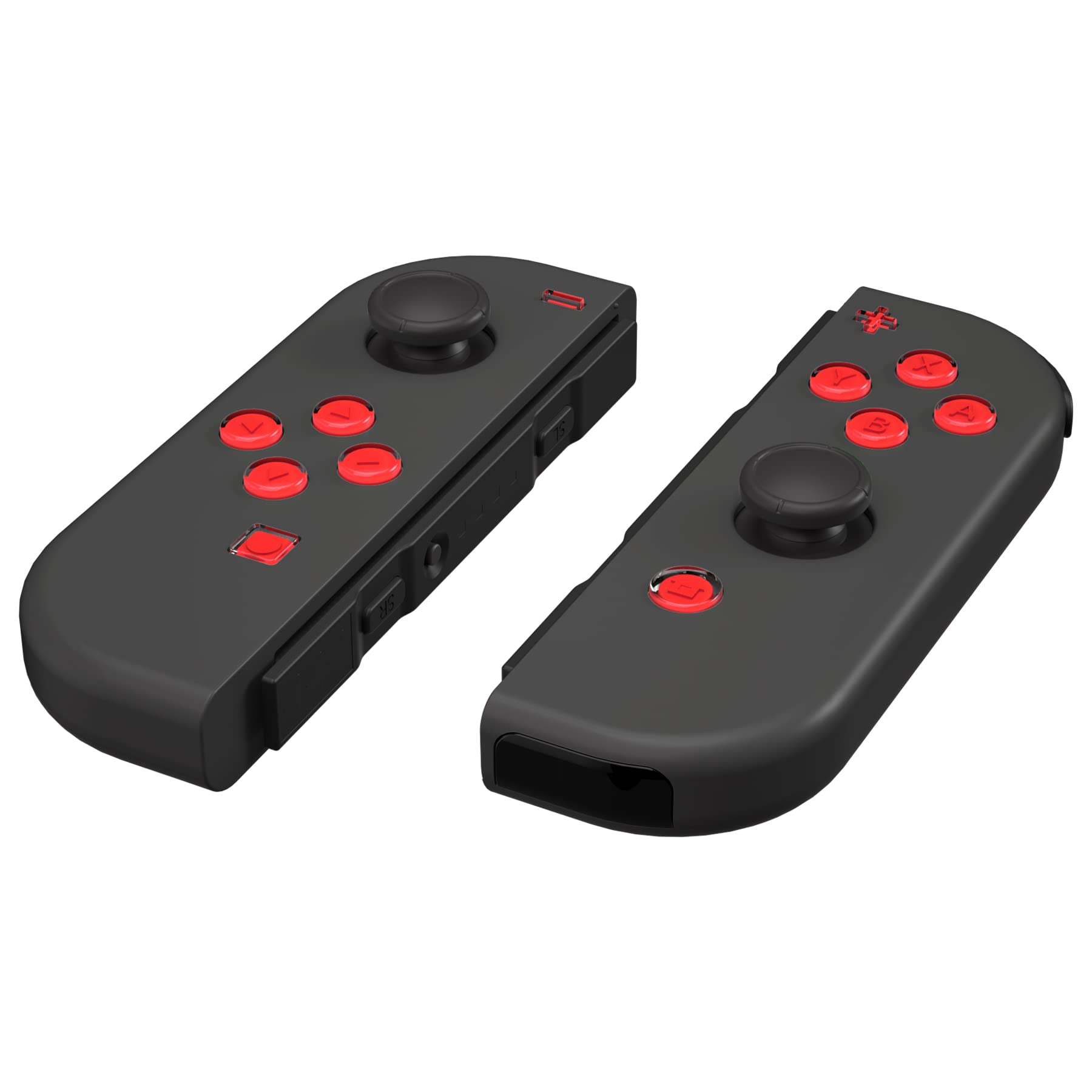 eXtremeRate Replacement Two-Tone Jelly Buttons for Nintendo Switch JoyCon - Red & Clear ABXY Direction Home Capture Symbols (DIY Custom Controller Buttons for Switch & Switch OLED) - Perfect for Gaming, Modding & Controller Customization
