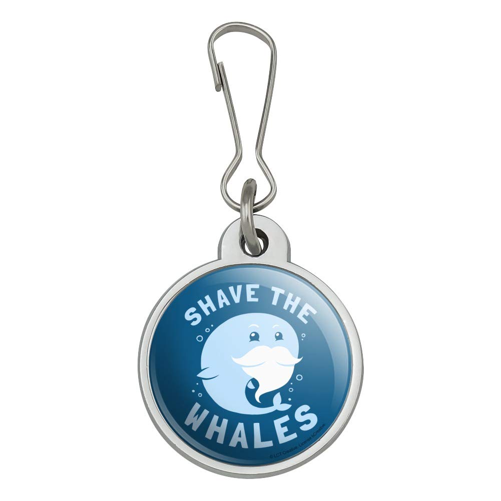 Funny 'Shave the Whales Save Mustache' Graphic Zipper Pull Charm for Jackets, Bags & Backpacks - Humorous Accessory for Travel & Everyday Use