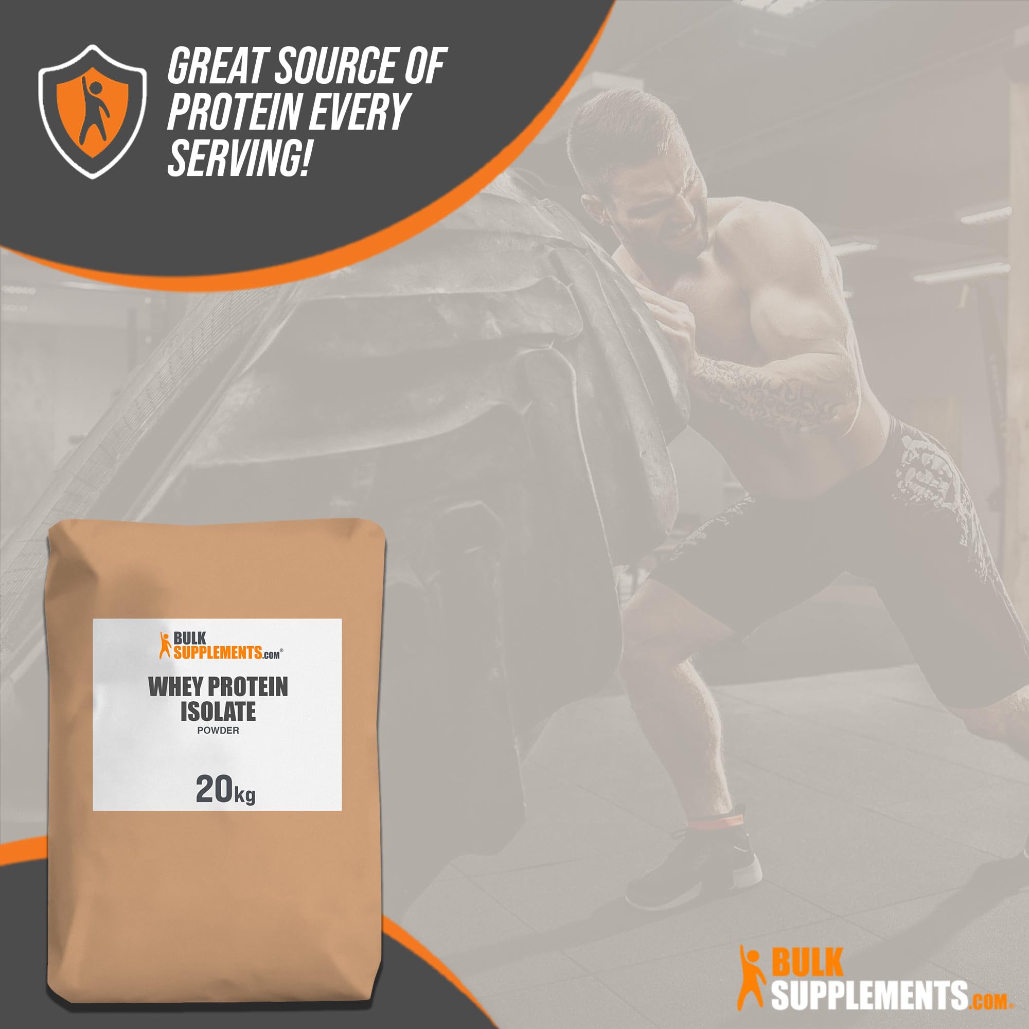 BulkSupplements.com Whey Protein Isolate Powder - Unflavored, Gluten Free, 30g Protein per Serving, 20kg (44 lbs) - Perfect for Post-Workout Recovery, Muscle Building & Baking Recipes