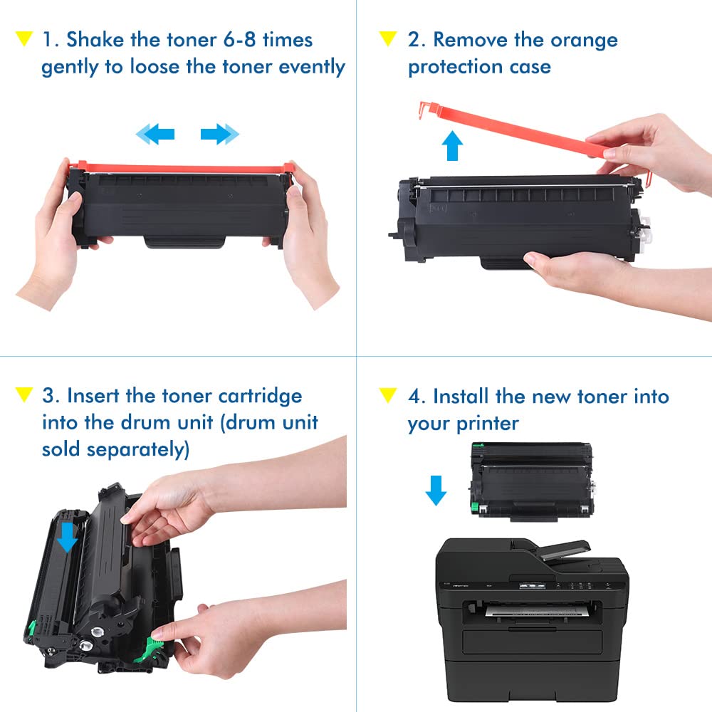 Brother TN760 Toner Cartridge 4-Pack - High Yield Black for MFC-L2750DW, HL-L2370DW Printers - Office & Home Use
