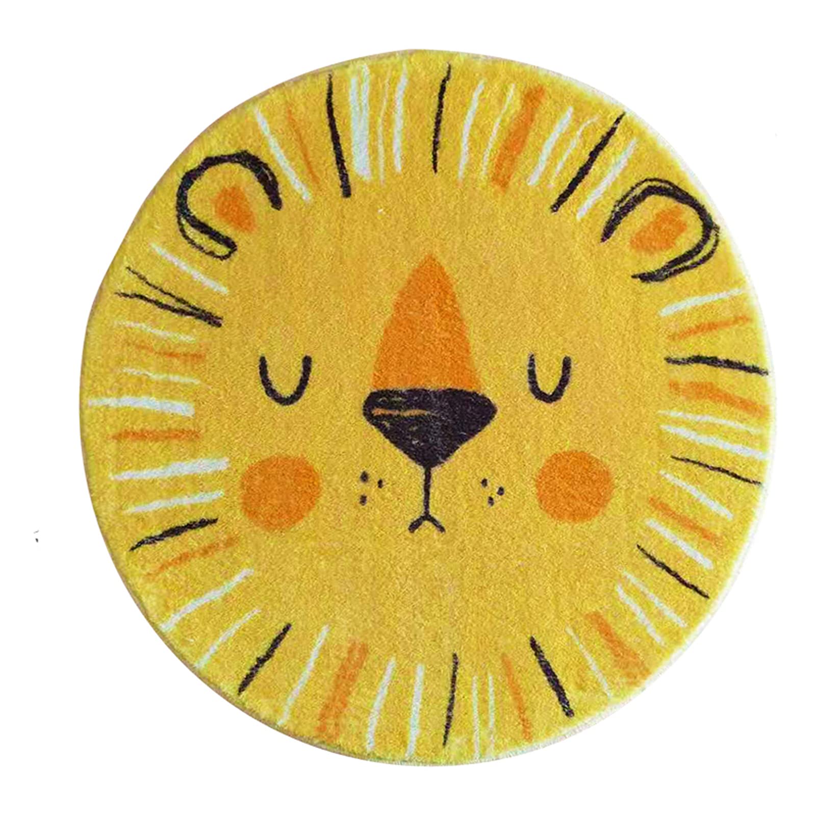 Soft Round Non-Slip Baby Play Mat - Thick Cartoon Animal Area Rug for Kids Playroom, Nursery & Crawling - Washable Floor Mat for Bedroom, Living Room & Kitchen (Multiple Cute Designs) - Perfect for Playtime, Learning & Safe Crawling Space