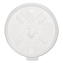 (3 Pack) DCC12FTLS Liftn’Lock Lids - Fits 10-14oz Cups, Translucent Plastic Drink Lids - Perfect for Coffee, Smoothies & Takeout Beverages