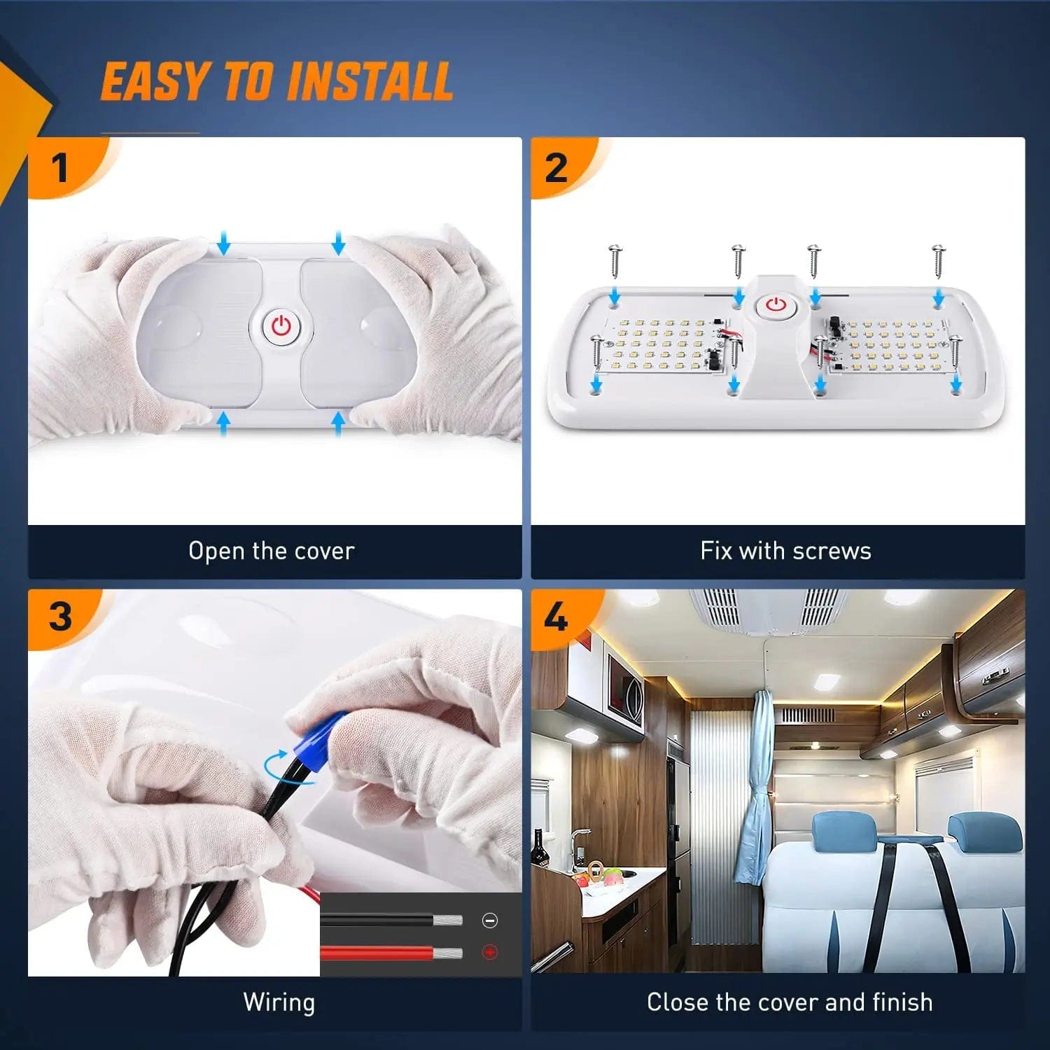 5Pcs RV Interior Ceiling White LED Lights - Energy Efficient RV Lighting for Camper Van, Motorhome & Travel Trailer - Perfect for Nighttime Reading & Ambient Lighting