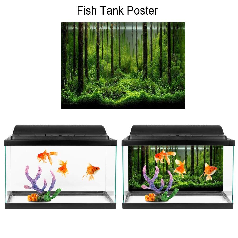 GOTOTOP Underwater Fish Aquarium Background Poster - 48x18 Inch PVC Adhesive Forest Scene Backdrop for Fish Tanks, Decorative Wall Art Print | Perfect for Home Aquariums, Pet Stores & Office Decor