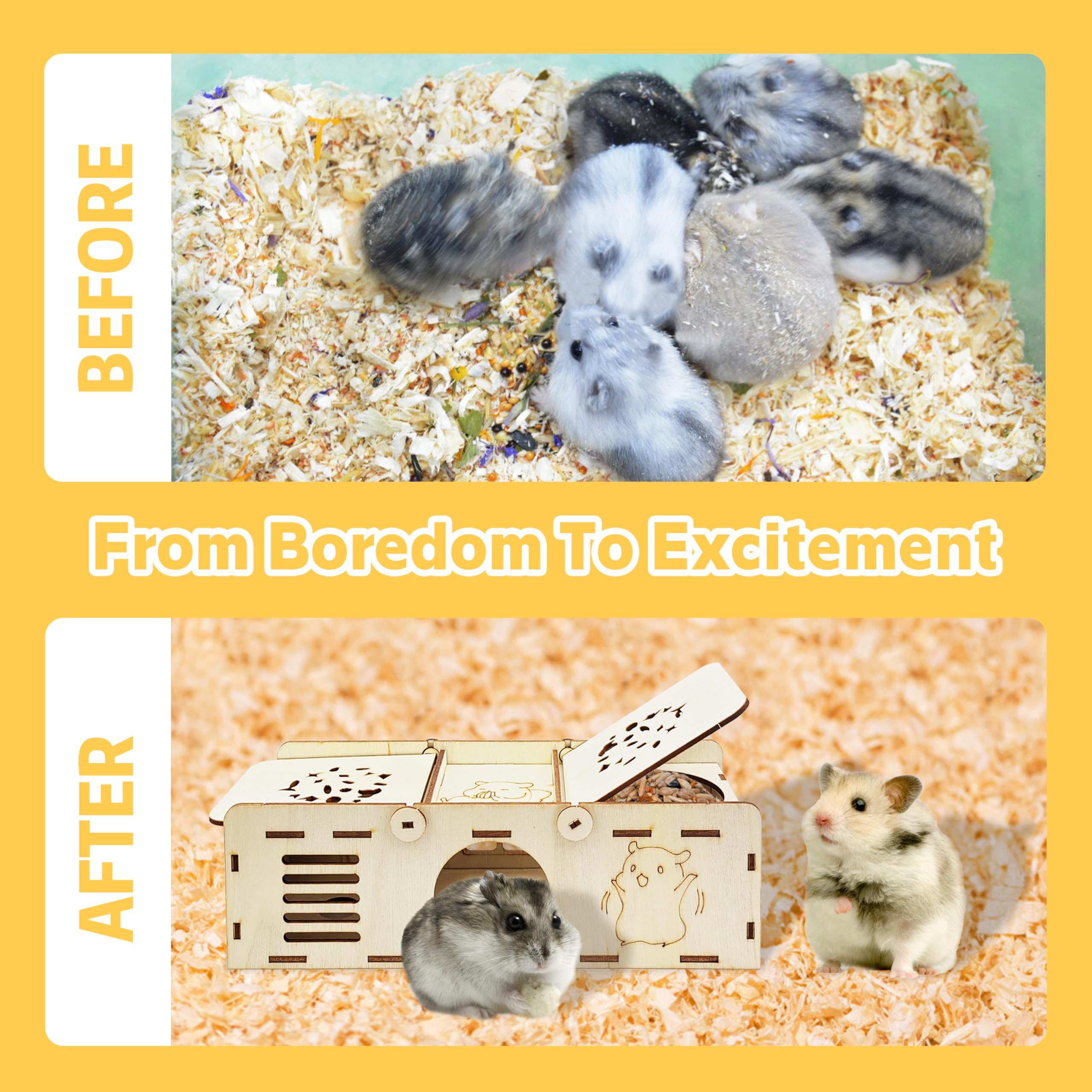 Guinea Pig Foraging Toys - Small Animal Hide Treat Puzzle Games for Rabbits, Hamsters, Chinchillas & Gerbils | Interactive Wooden Enrichment Activity for Mental Stimulation & Fun Playtime at Home