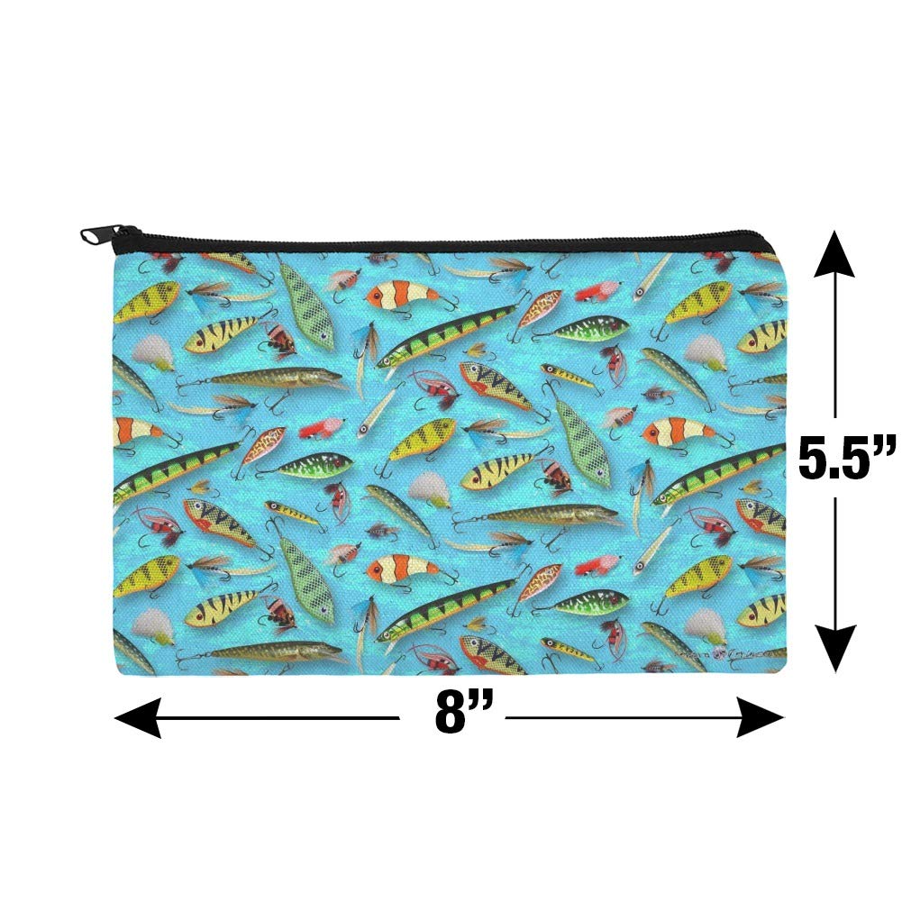 Premium Fishing Flies Lures & Cosmetic Bag Organizer - Waterproof Fish Pattern Makeup Pouch for Travel & Outdoor Adventures