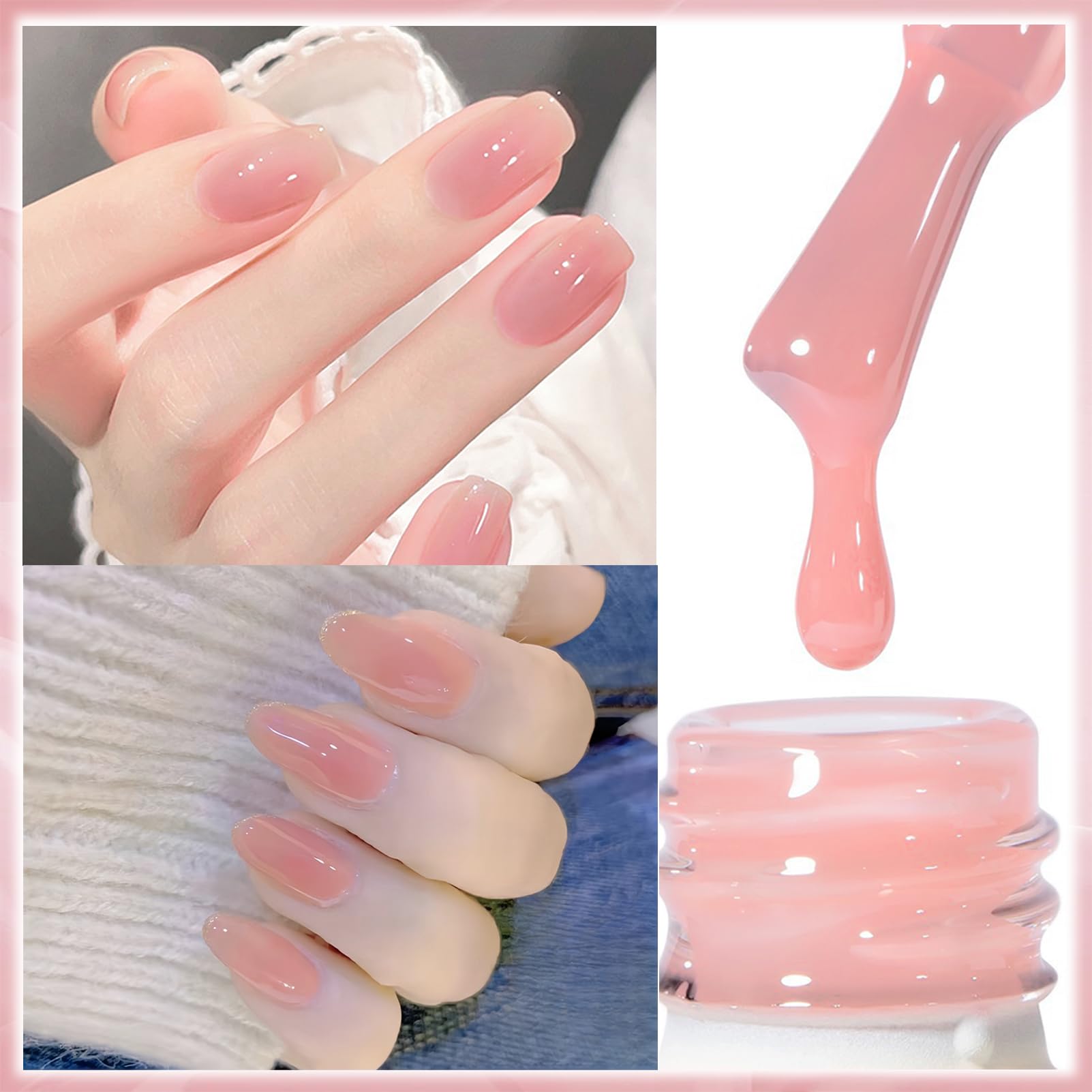 Pink Clear Jelly Nail Polish - High Gloss Transparent Gel Polish for Women & Girls | 13ml Air-Dry Manicure | Perfect for Salon Nail Art, Everyday Wear & Special Occasions