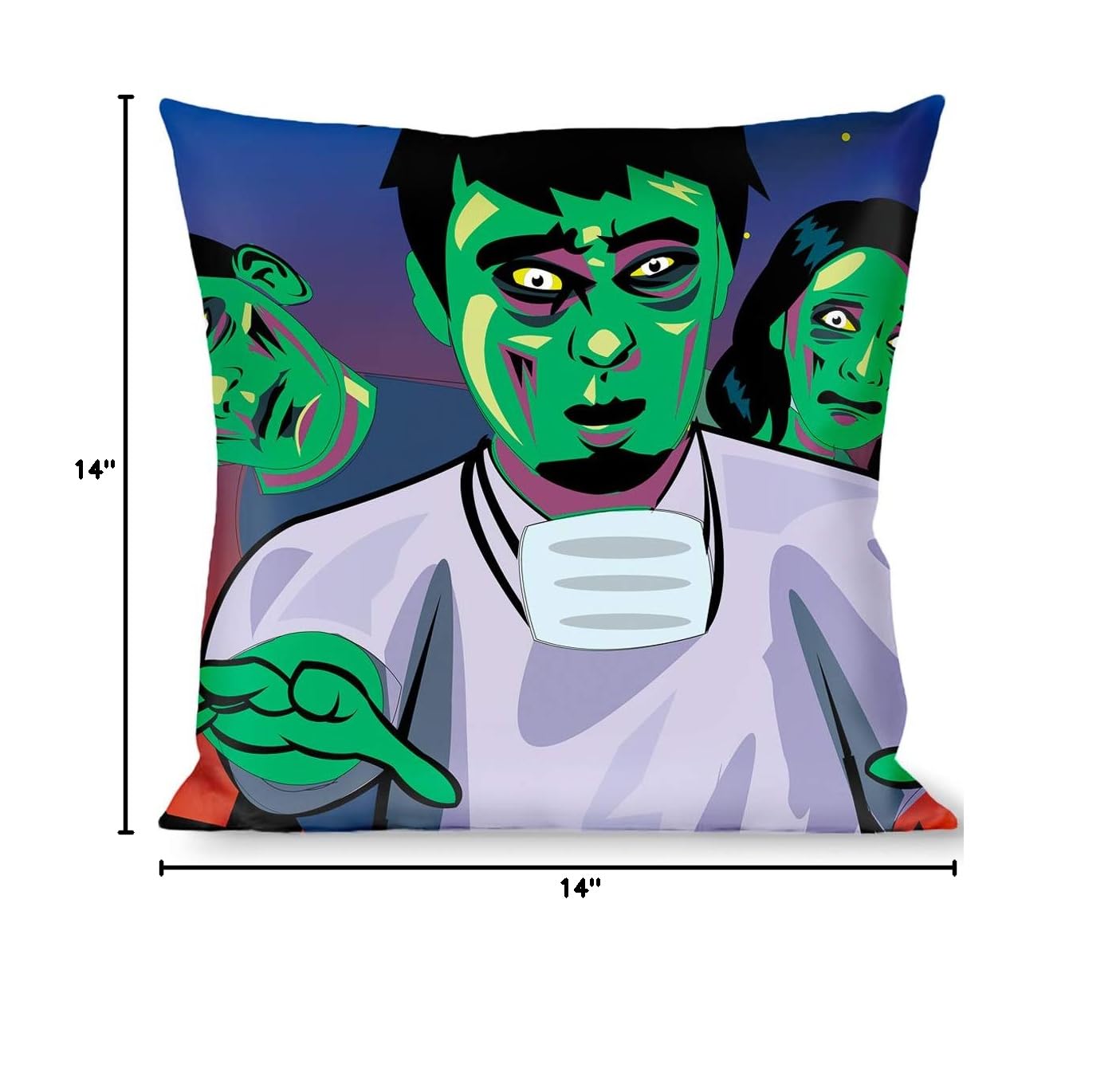 Walking Zombies Throw Pillow Cover - Soft Decorative Cushion for Halloween, Horror Movie Nights & Geek Home Decor