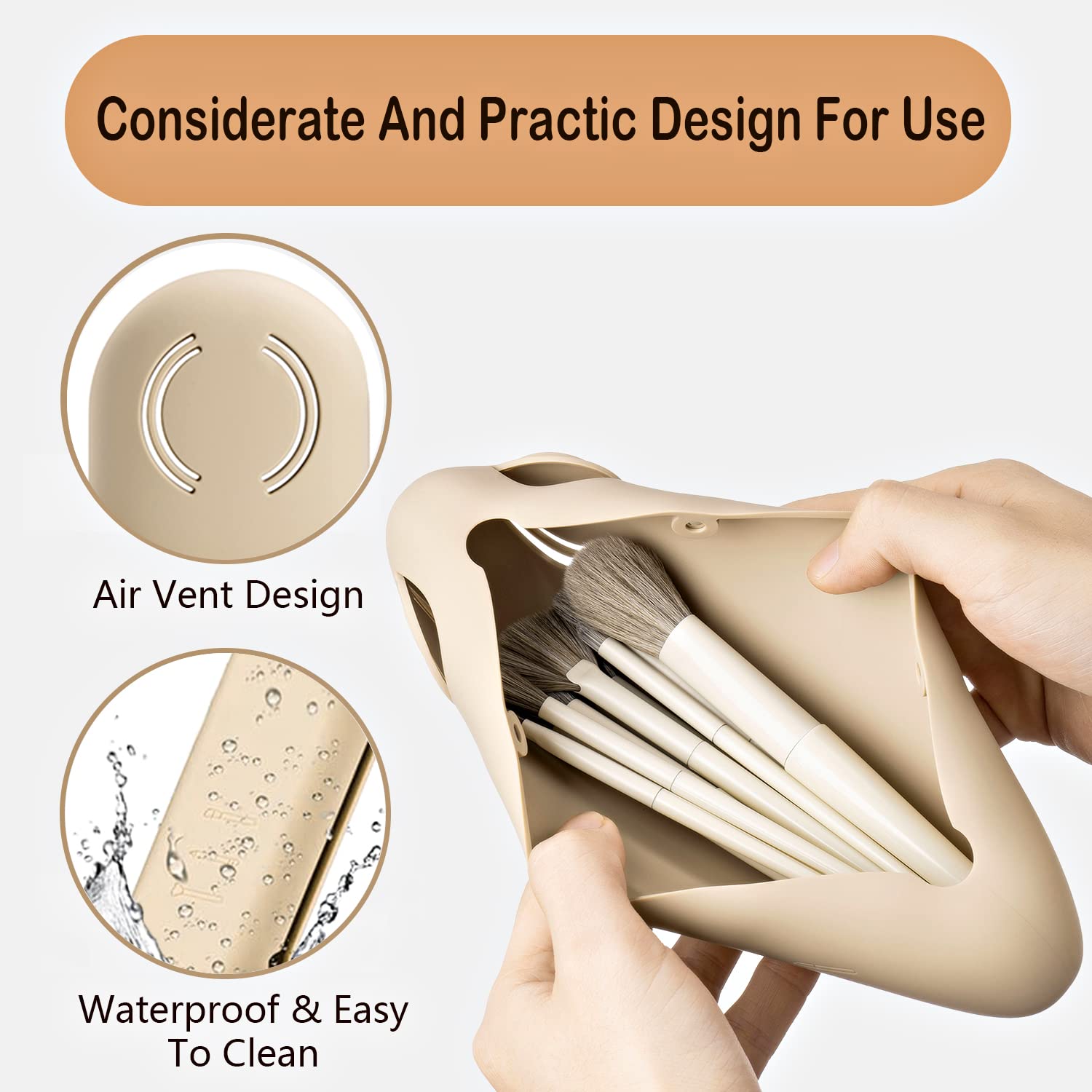Portable Silicone Makeup Brush Holder - Waterproof Travel Organizer for Cosmetics On-The-Go