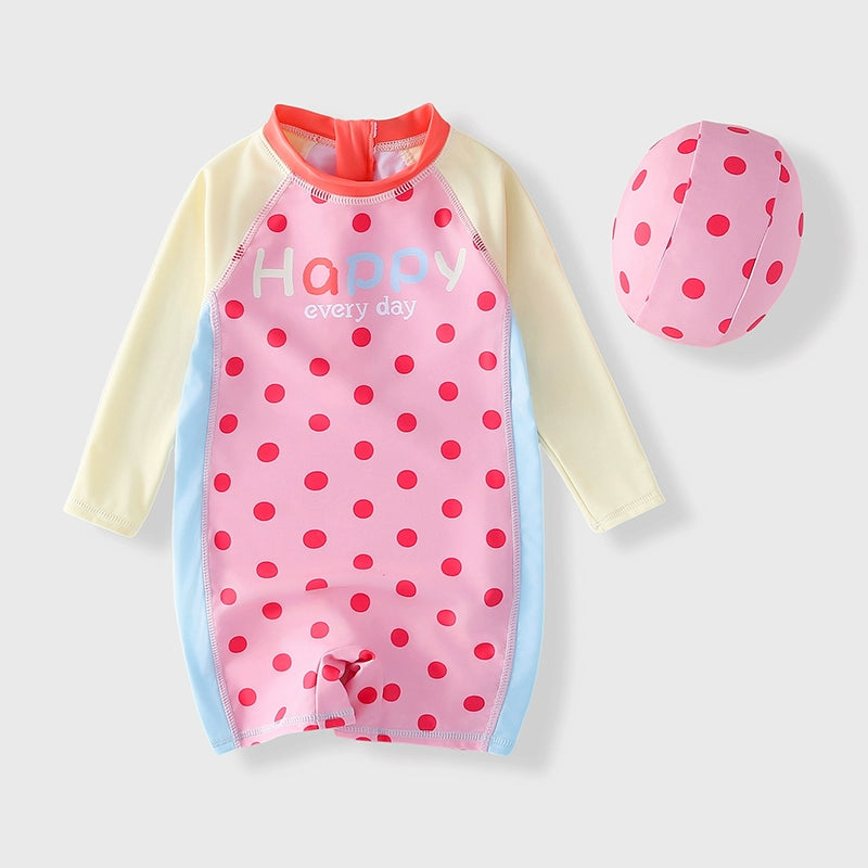 Girls' Long Sleeve One Piece Swimsuit - UPF 50+ Sun Protection Swimwear for Toddler & Kids - Perfect for Beach, Pool & Summer Water Activities