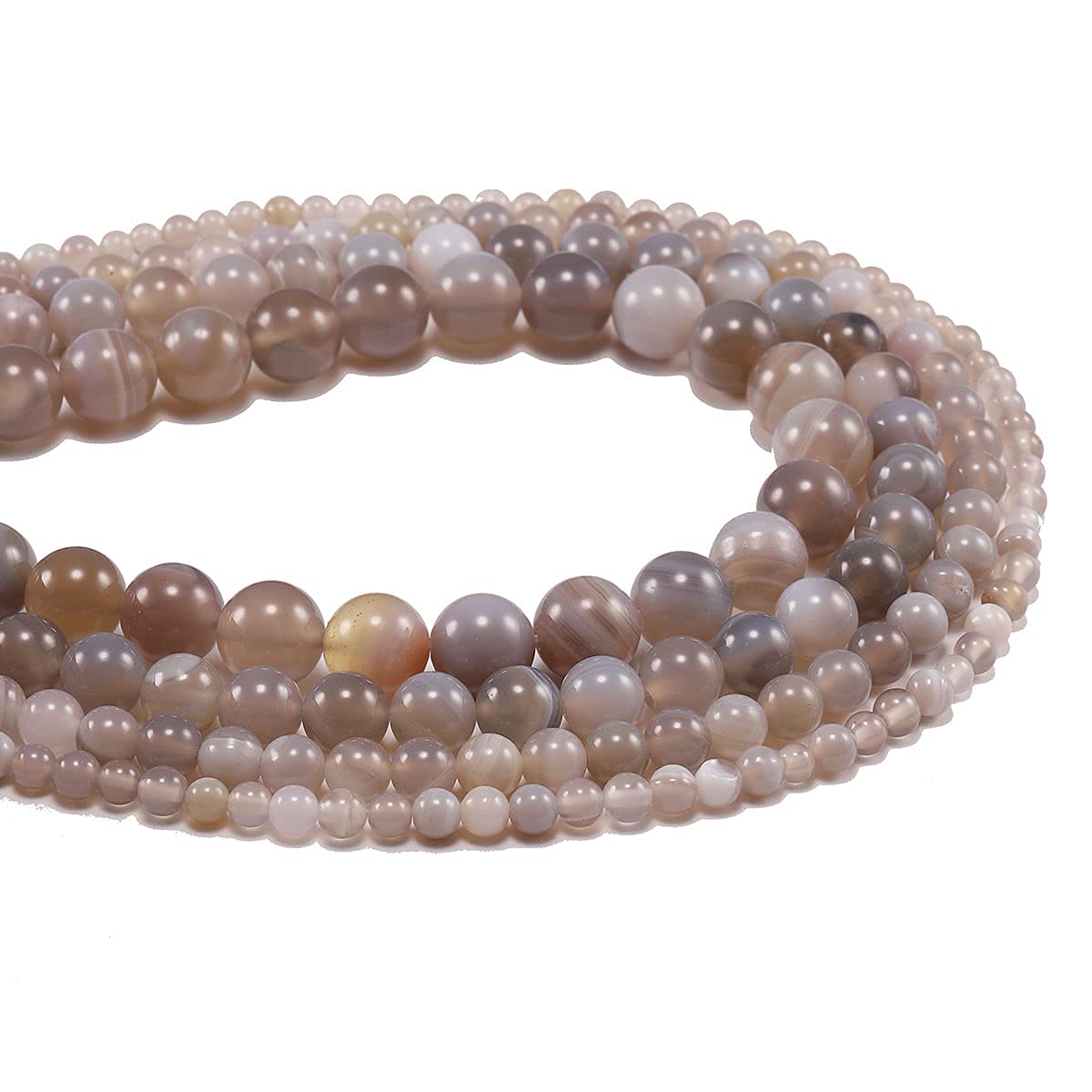 10mm Natural Striped Agate Beads - Round Loose Stone Beads for DIY Jewelry Making (Grey, 38Pcs) | Perfect for Bracelets, Necklaces, Earrings & Craft Projects