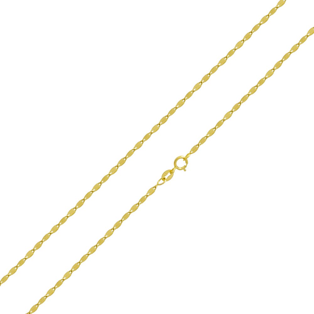 14K Yellow Gold 2.3mm Mirror Chain Necklace 12