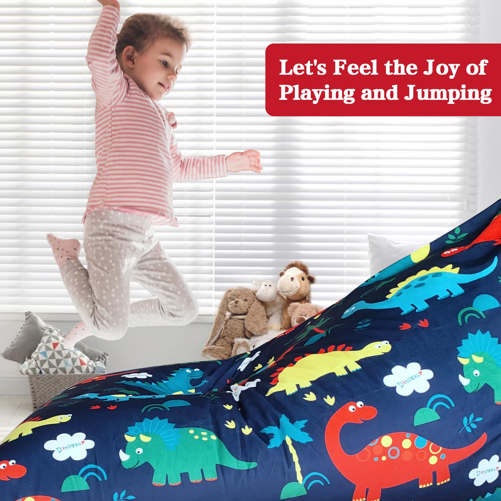 Dinosaur Stuffed Animal Storage Bean Bag Chair Cover for Kids & Adults - 200L/52 Gal Large Capacity Organizer | Perfect for Playrooms, Bedrooms & Dorm Decor