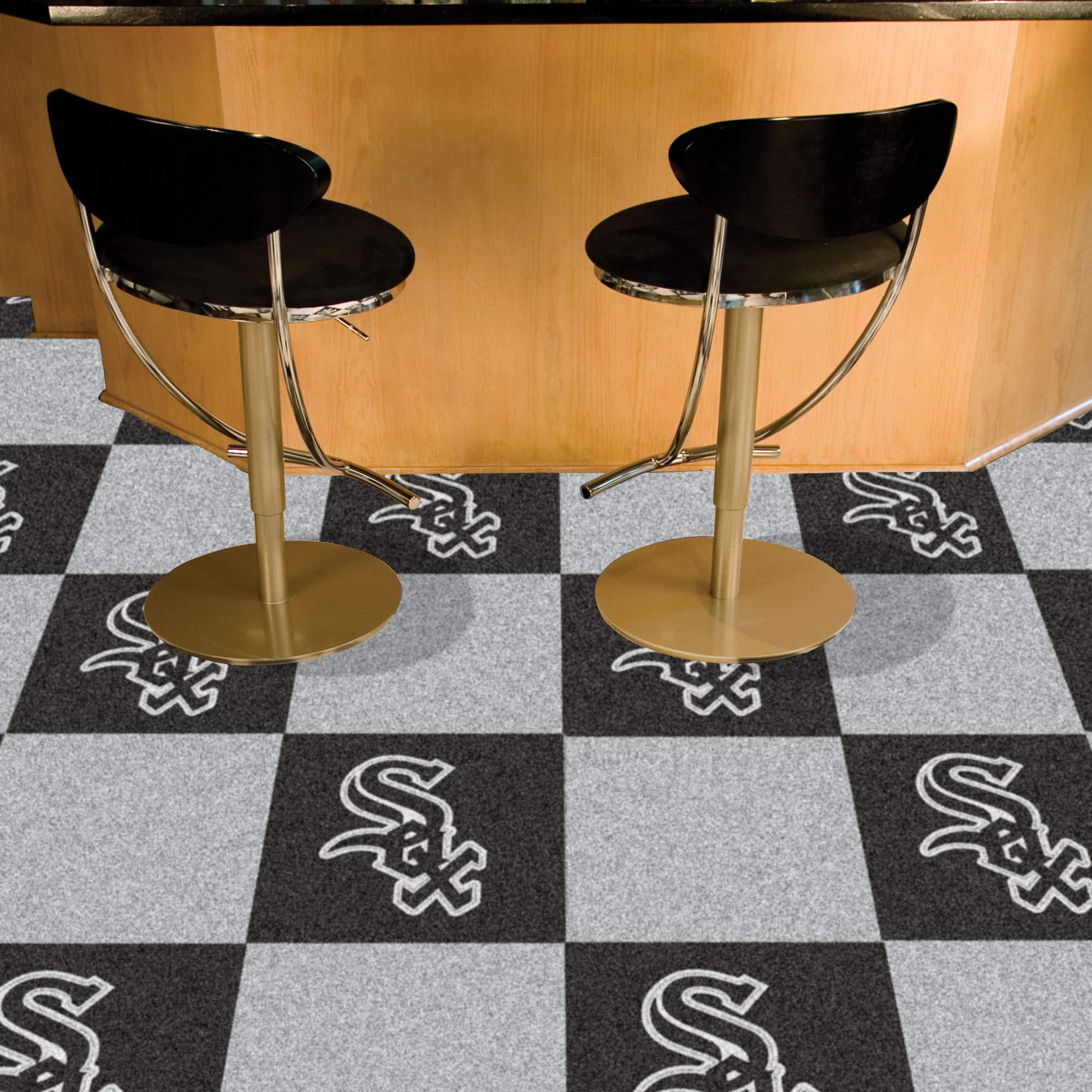 Chicago White Sox MLB Team Carpet Tiles - 45 Sq Ft (4.2 m²) - Durable Flooring for Basement, Man Cave & Sports Room Decor