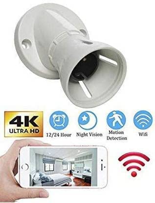 Asleesha WiFi Bulb Holder with 4K HD Camera - Night Vision Security Camera with Audio Recording for Home Surveillance, Baby Monitor & Pet Monitoring