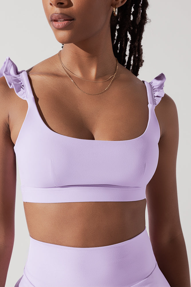 Romantic Ruffle Lace Bra - Digital Lavender Lingerie Set for Women | Comfortable & Sexy Underwear for Date Night & Special Occasions