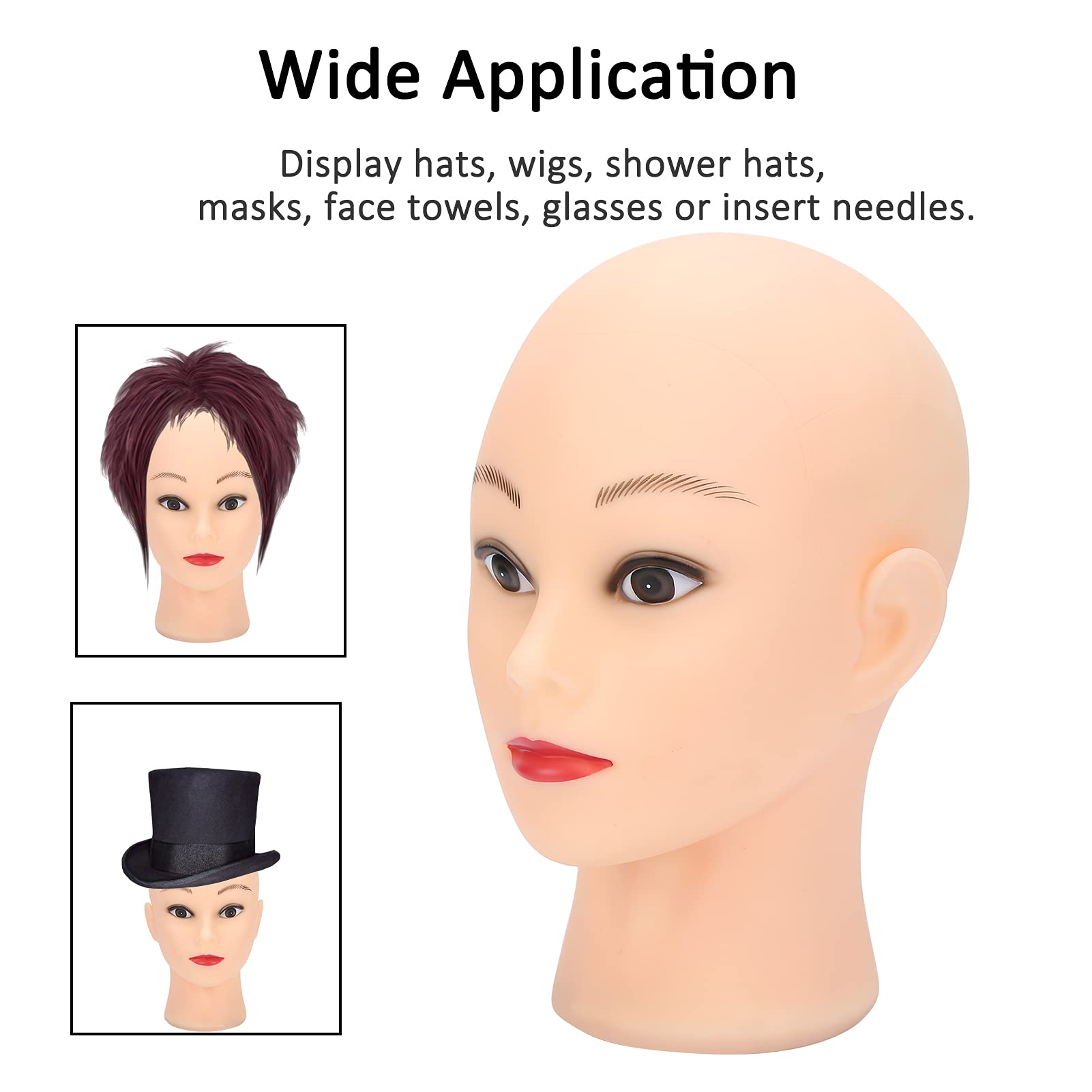 Bald Mannequin Head for Wigs & Cosmetology - PVC Wig Making Practice Head, Makeup Doll Head for Displaying Hats & Glasses - Perfect for Salon Training, Wig Styling & Beauty School Practice