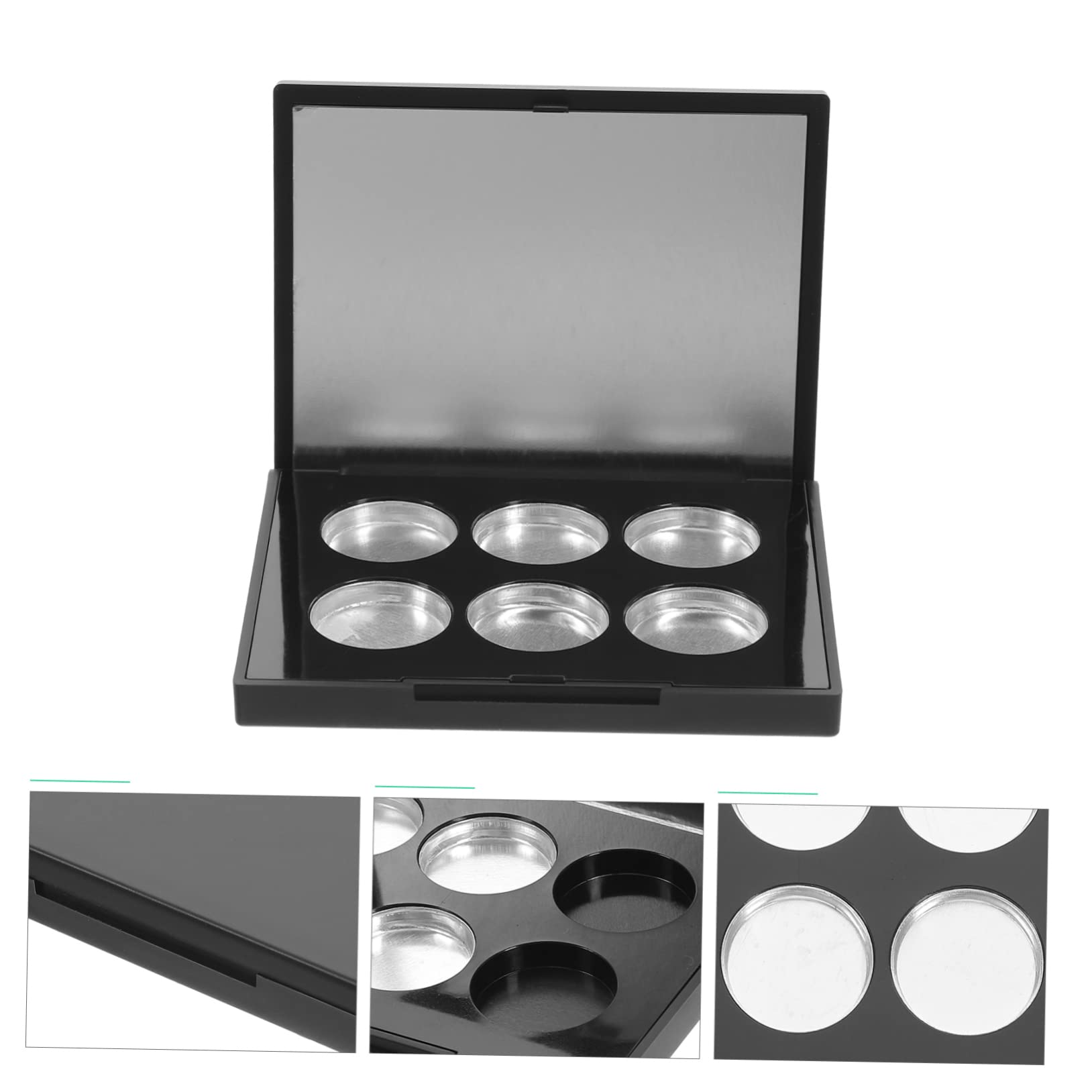 Minkissy 2-Pack Square Highlighter & Eyeshadow Palette - Travel Makeup Storage Containers for Lipstick, Toiletries & Cosmetics | Portable Organizer for Women's Travel Essentials & Beauty Supplies | Black