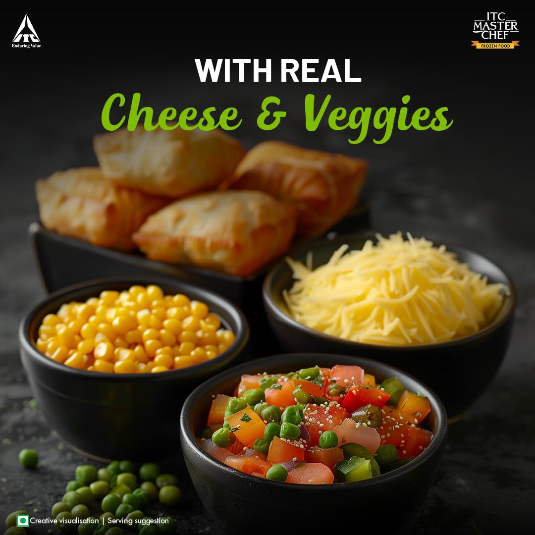 ITC MASTER CHEF Veggie Pizza Pocket - Frozen Ready-to-Cook Snack (340g) | Quick Meal Solution for Busy Weekdays, After-School Snacks & Party Appetizers