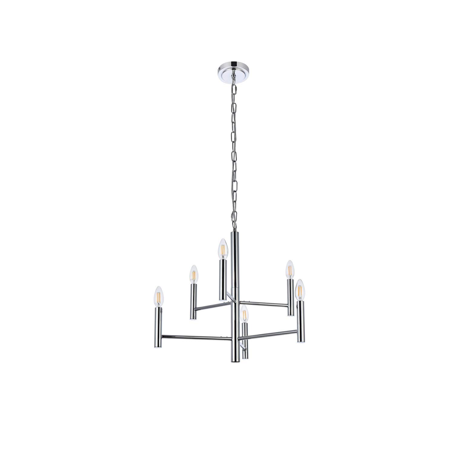 Carmella 6-Light Chrome Pendant Lighting Fixture - Modern Dining Room Chandelier for Kitchen Island, Entryway, and Living Room