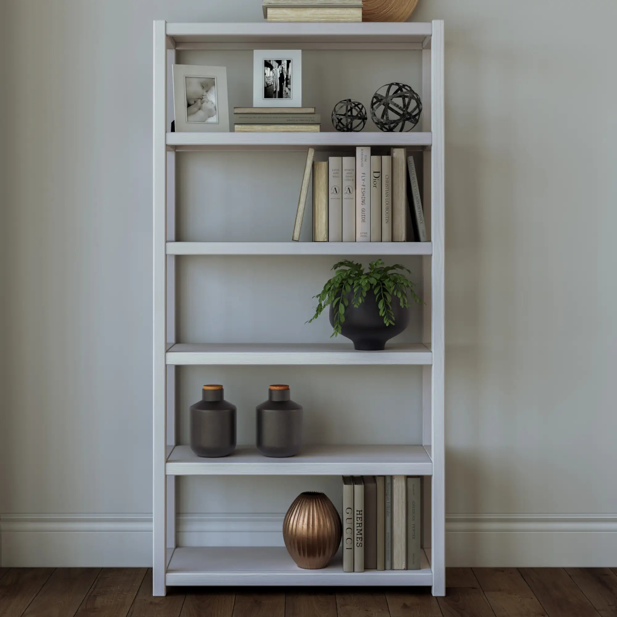Greenport 72 Inch Tall 5-Shelf Wooden Bookcase - Modern Bookshelf for Living Room, Office & Bedroom - Sturdy Storage Organizer for Books, Decor & Essentials