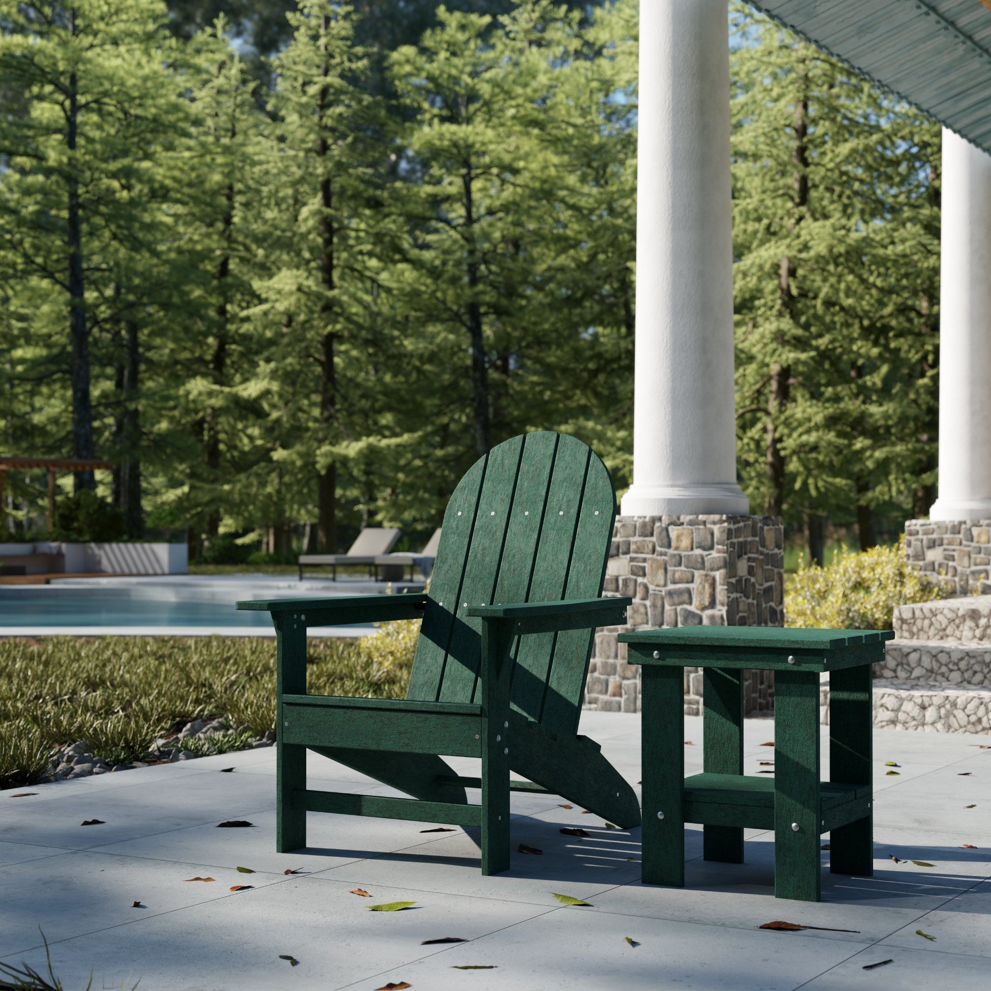 Freedom Modern Adirondack Chair & Side Table Set - Durable Outdoor Patio Furniture for Garden, Poolside, Deck, and Backyard Relaxation
