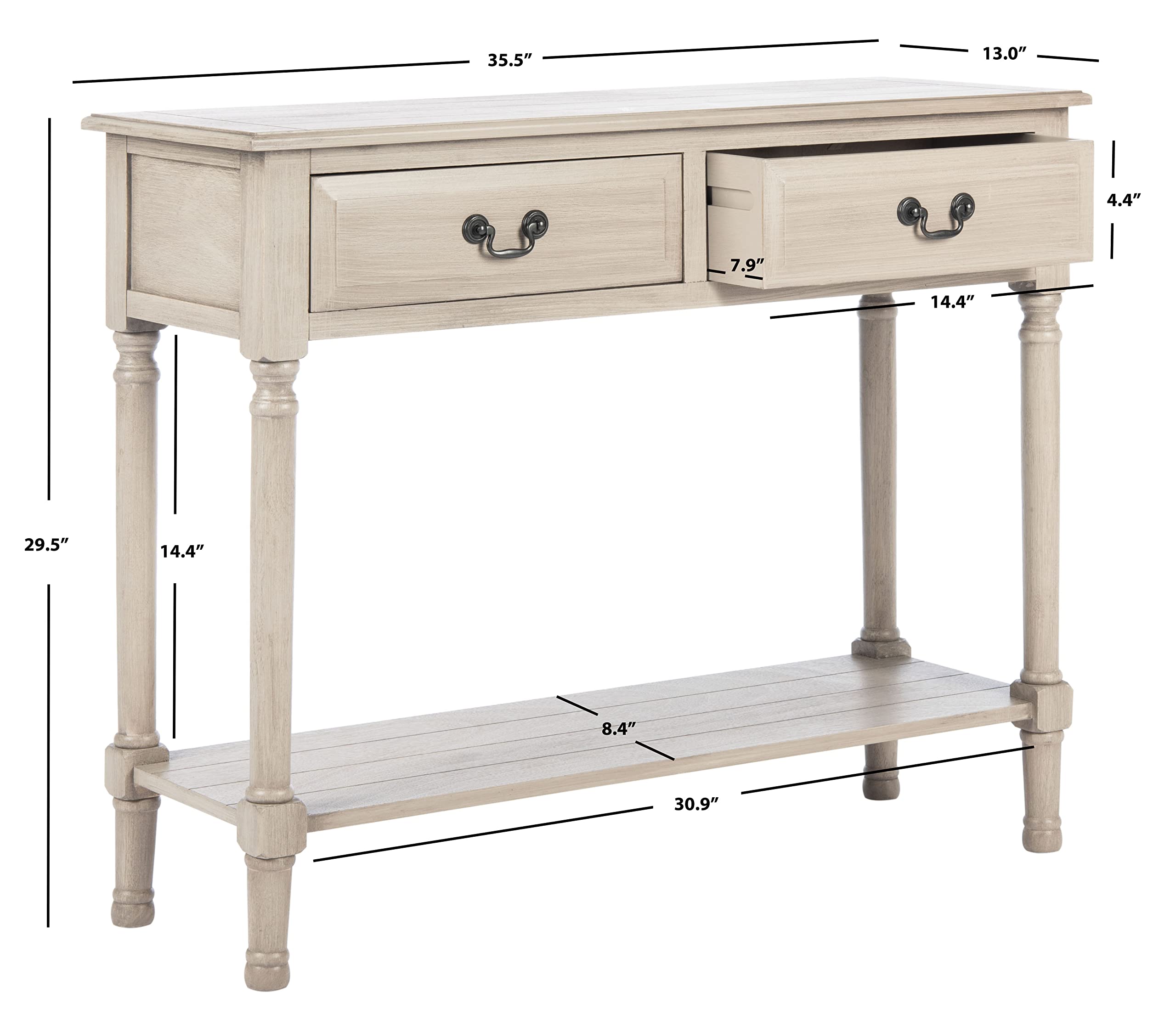 SAFAVIEH Home Collection Primrose Greige 2-Drawer Console Table - Modern Entryway Table with Storage for Living Room, Hallway & Foyer Decor