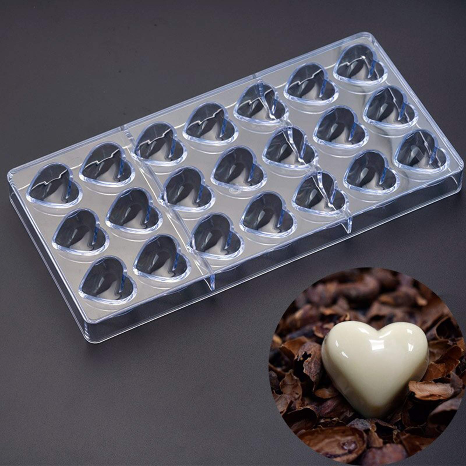 Heart Shaped Chocolate Mold - 21 Mini PC Candy Molds for Baking, Mousse & Jelly