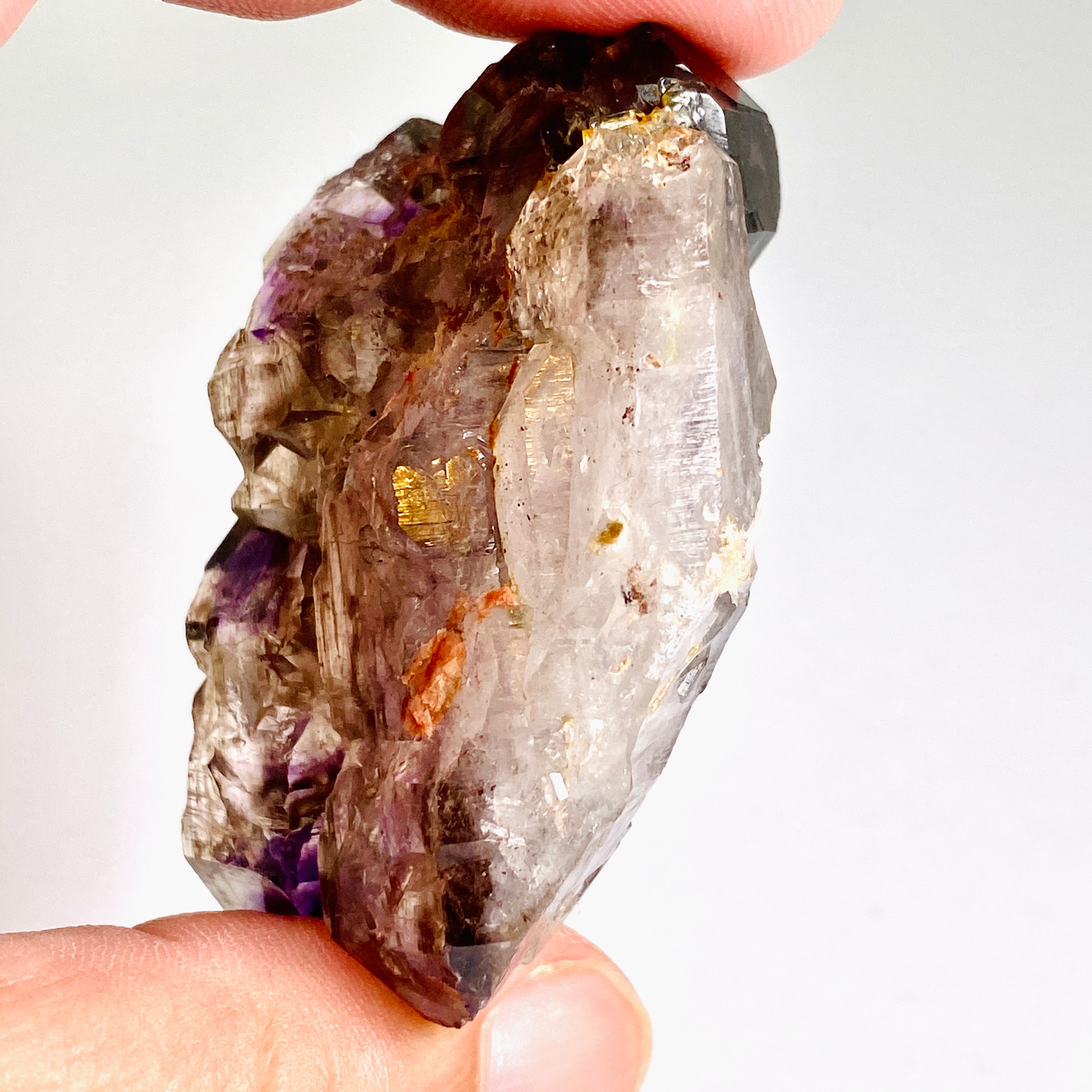 Natural Smokey Amethyst Elestial Crystal with Unique Inclusions - Similar to Super Seven & Brandberg (CR3725) - Perfect for Meditation, Energy Healing & Crystal Collection