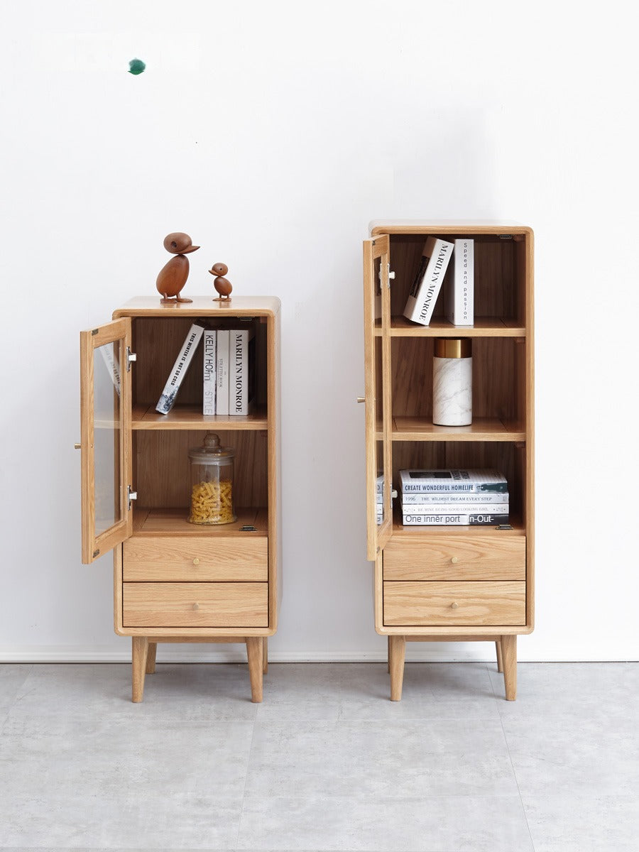 Solid Oak Wood Side Cabinet - Rustic Storage Cabinet for Living Room, Bedroom, or Entryway - Perfect for Organizing Books, Decor & Essentials