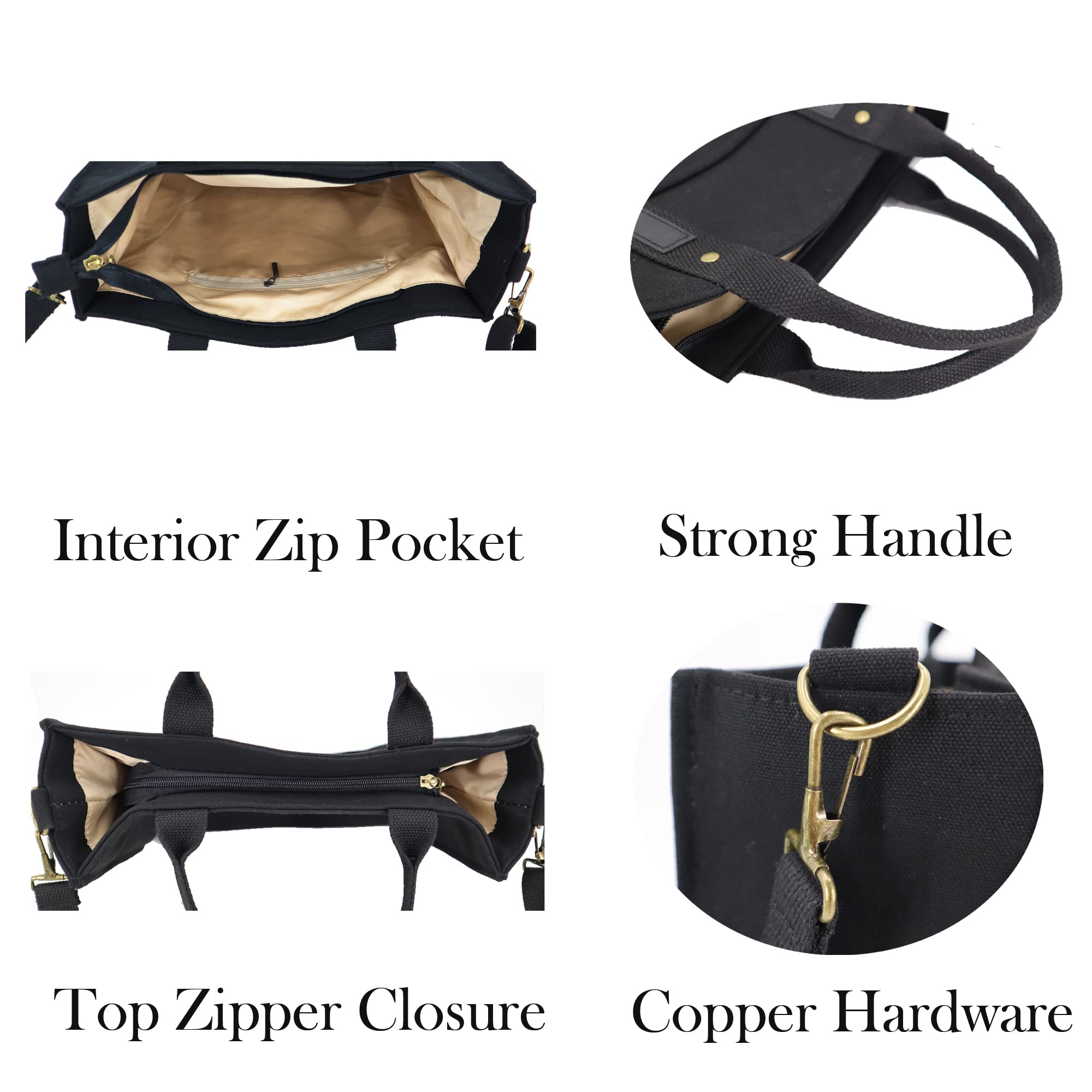 Stylish Large Canvas Tote Bag for Women - Crossbody Shoulder Bag Purse - Durable Work Handbag for Office, Travel & Shopping