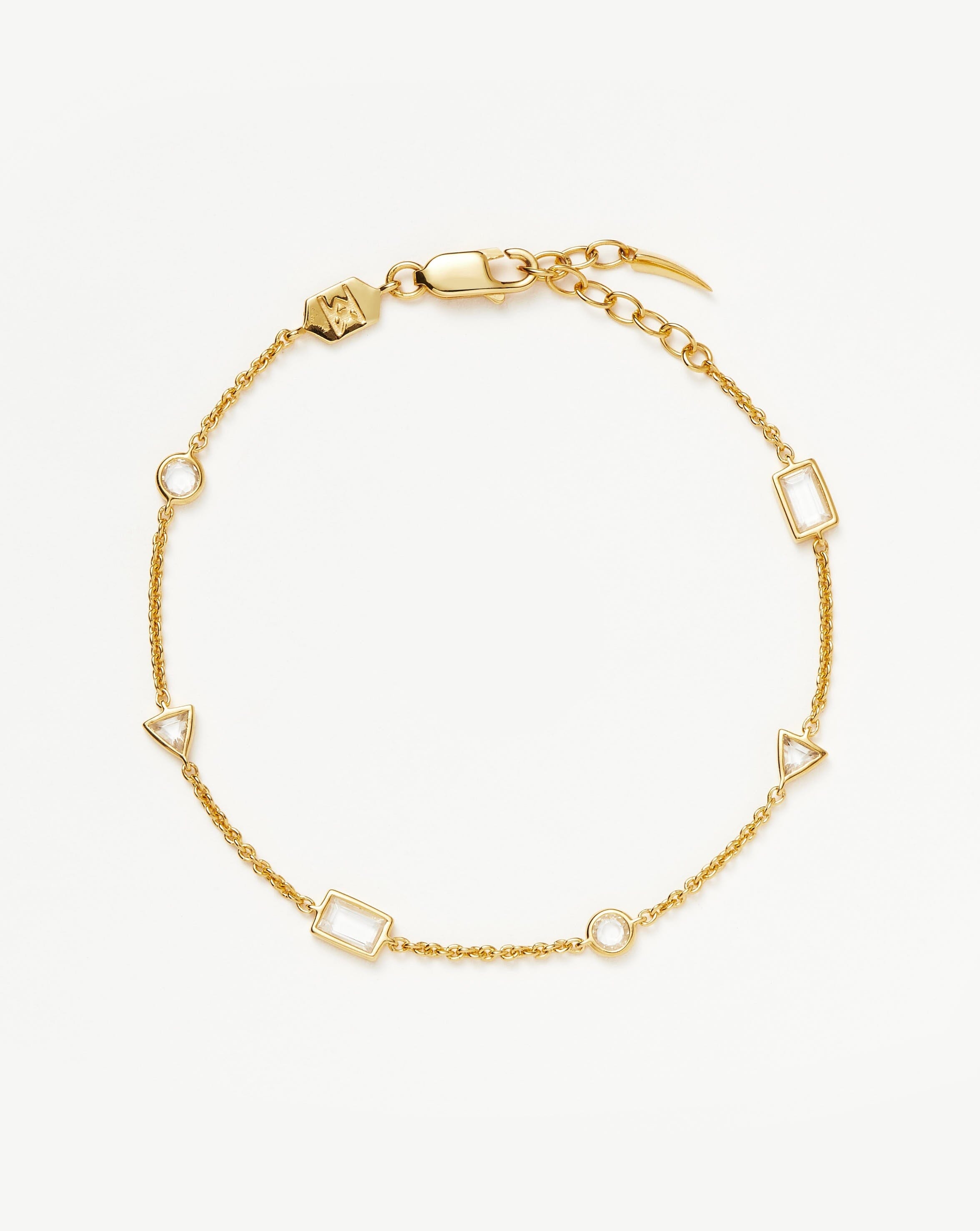 18k Gold Vermeil Floating Stone Charm Bracelet for Women - Elegant Layering Jewelry for Everyday Wear, Gift Giving & Special Occasions