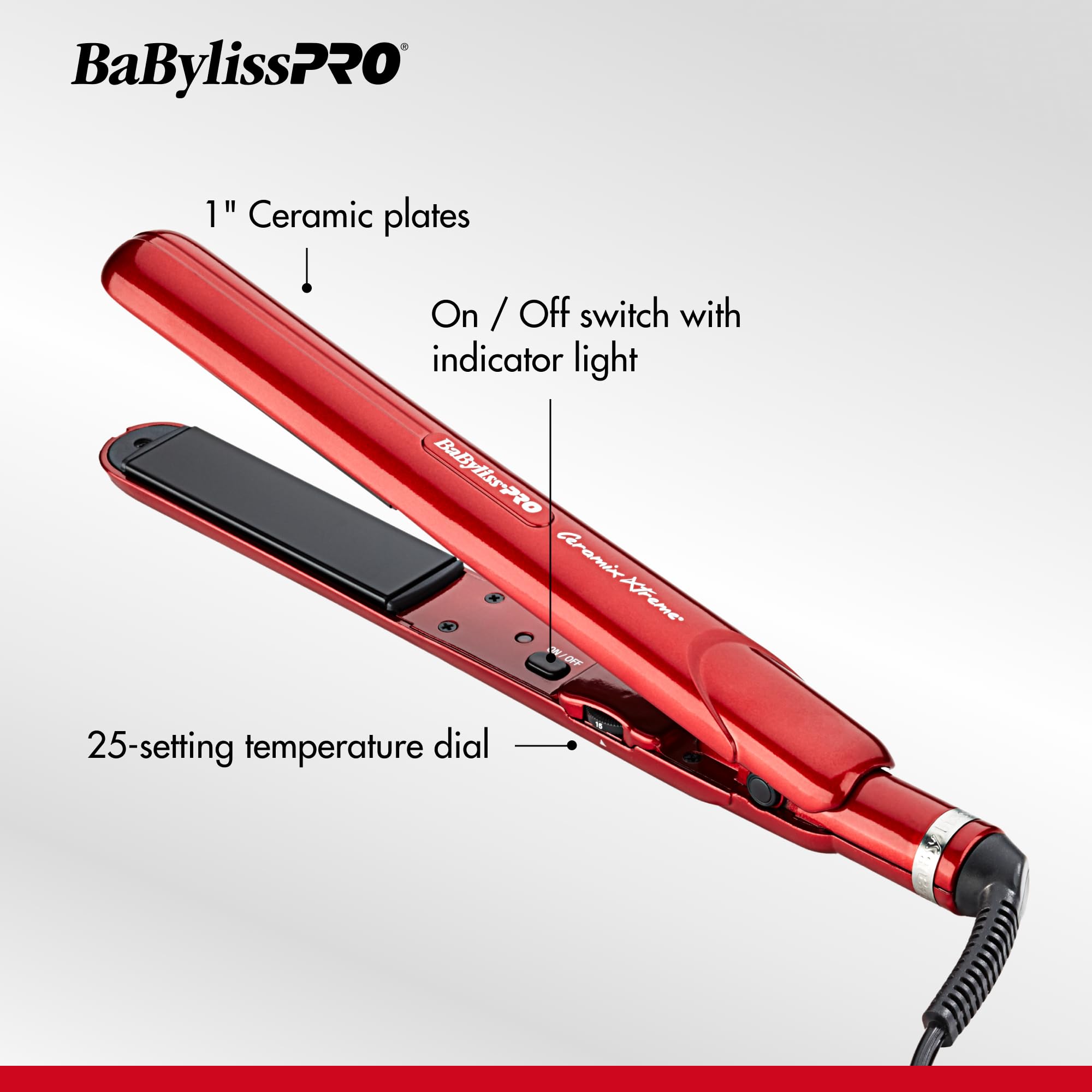 BaBylissPRO Ceramix Xtreme Flat Iron Hair Straightener - Professional Salon-Grade Styling Tool for Smooth, Shiny Hair at Home or On-the-Go