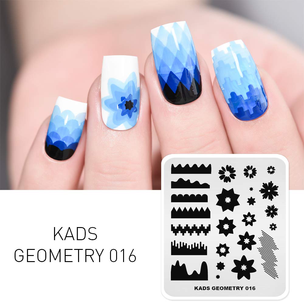 KADS Nail Art Stamping Plates Set - 10 Pcs Nail Image Template Stencils with Storage Case & Holder - Professional Nail Design Kit for DIY Manicure at Home or Salon (GE016) - Perfect for Nail Artists, Beginners & Gift Giving
