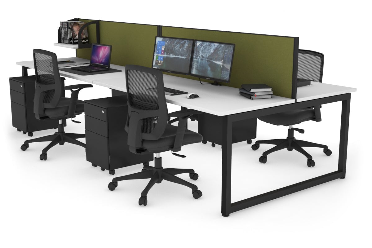 Quadro Loop Legs 4-Person Office Workstation Desk - 1600L x 700W - Modern Collaborative Workspace Solution for Team Projects & Open Office Layouts
