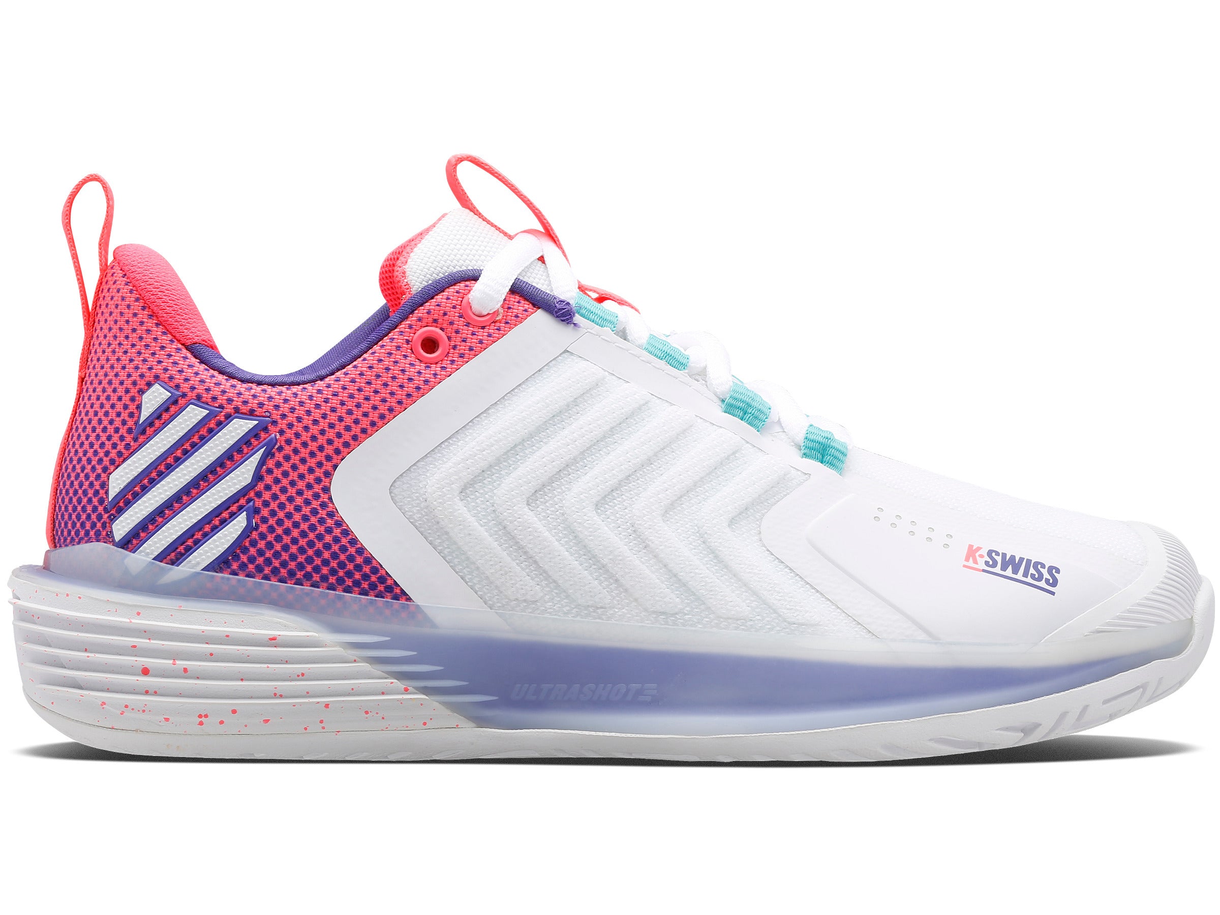 ULTRASHOT 3 Basketball Shoes - White/Liberty/Fluo Pink Colorway | High-Performance Basketball Sneakers for Men & Women | Perfect for Indoor Courts, Training, and Streetwear Fashion