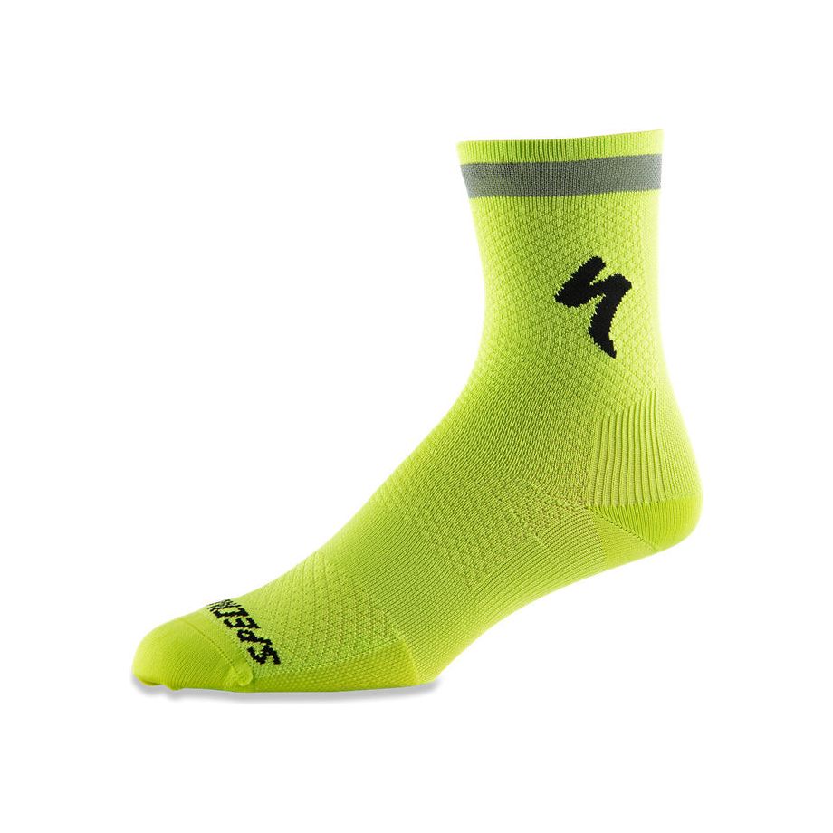 Specialized Soft Air Reflective Tall Socks - Hyper Green | High Visibility Athletic Socks for Running, Cycling & Outdoor Sports