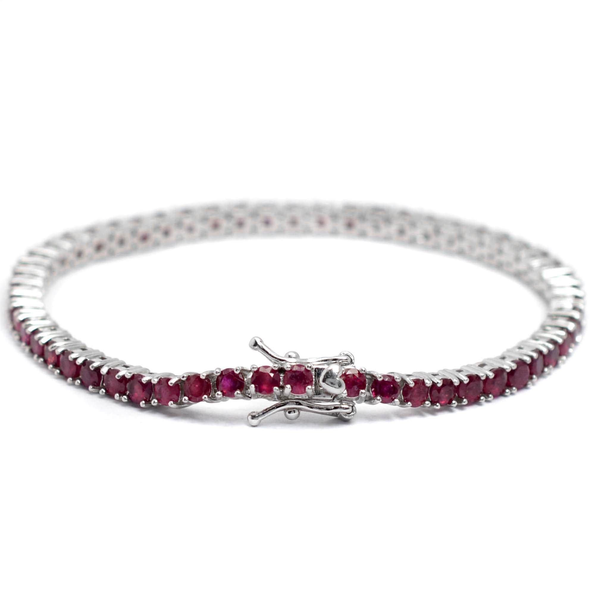 3mm Round Cut Natural Red Ruby Tennis Bracelet - 925 Sterling Silver July Birthstone Jewelry | Elegant Wedding, Anniversary & Birthday Gift for Women, Girlfriend & Wife | Perfect for Christmas, Valentine's Day & Special Occasions