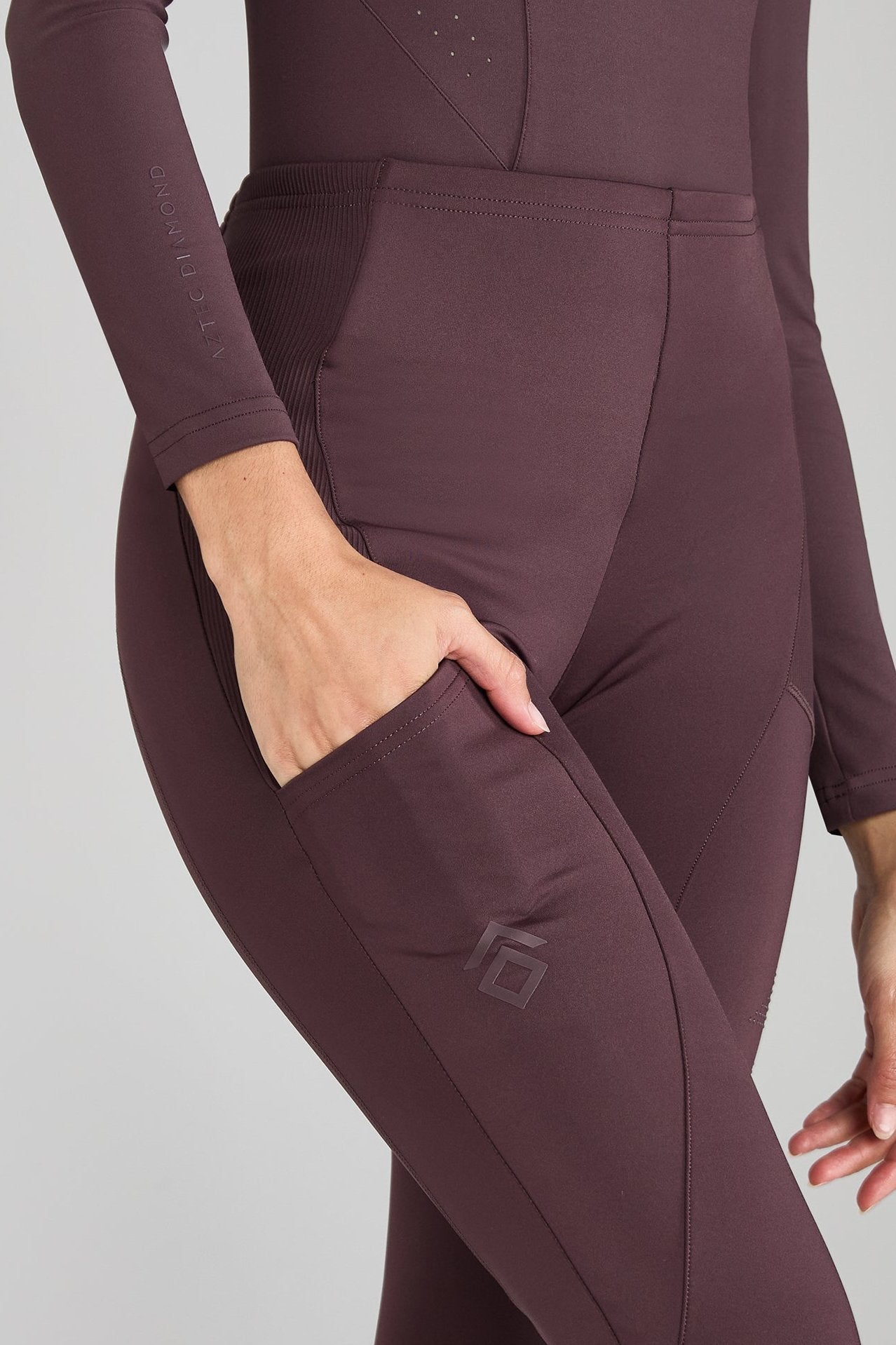 Deep Mauve High-Waisted Yoga Leggings with Knee Grip - Perfect for Pilates, Workouts & Lounge Wear