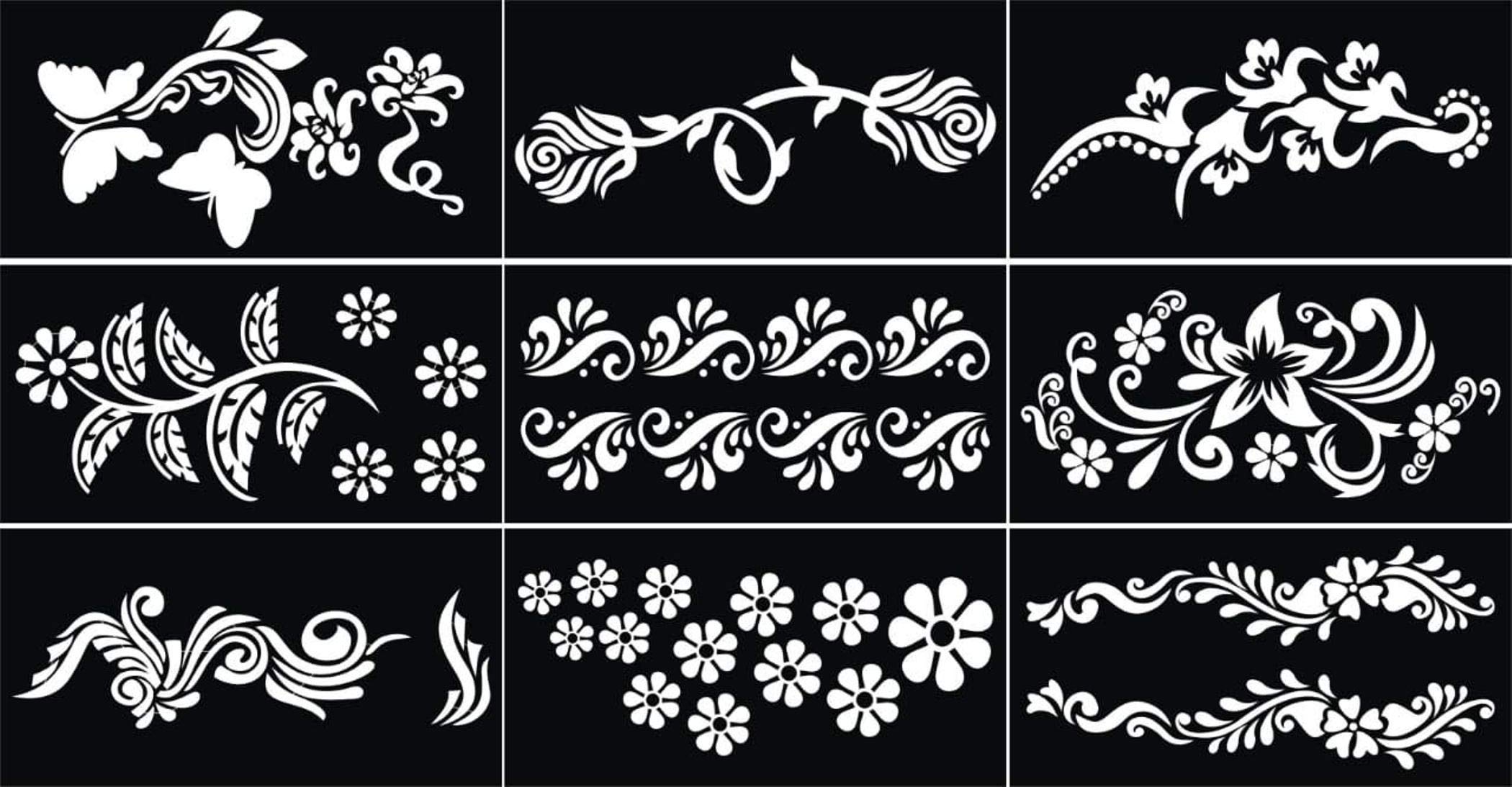 Ivana's Henna Stencils for Hand, Body, Finger & Face - Reusable Mehndi Tattoo Stickers for Women, Girls & Kids (Pack of 2) - Perfect for Weddings, Festivals & DIY Body Art - NIV-322