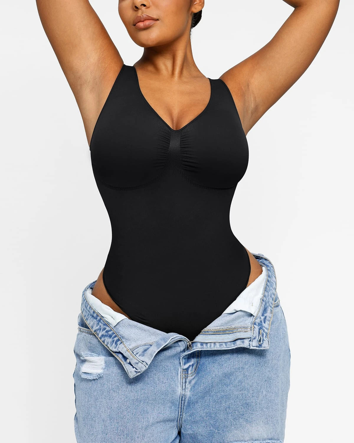 Sexy 2.0 V Neck Thong Bodysuit for Women - Stretchy Lingerie Bodysuit with Snap Closure - Perfect for Date Night, Boudoir Photography & Loungewear
