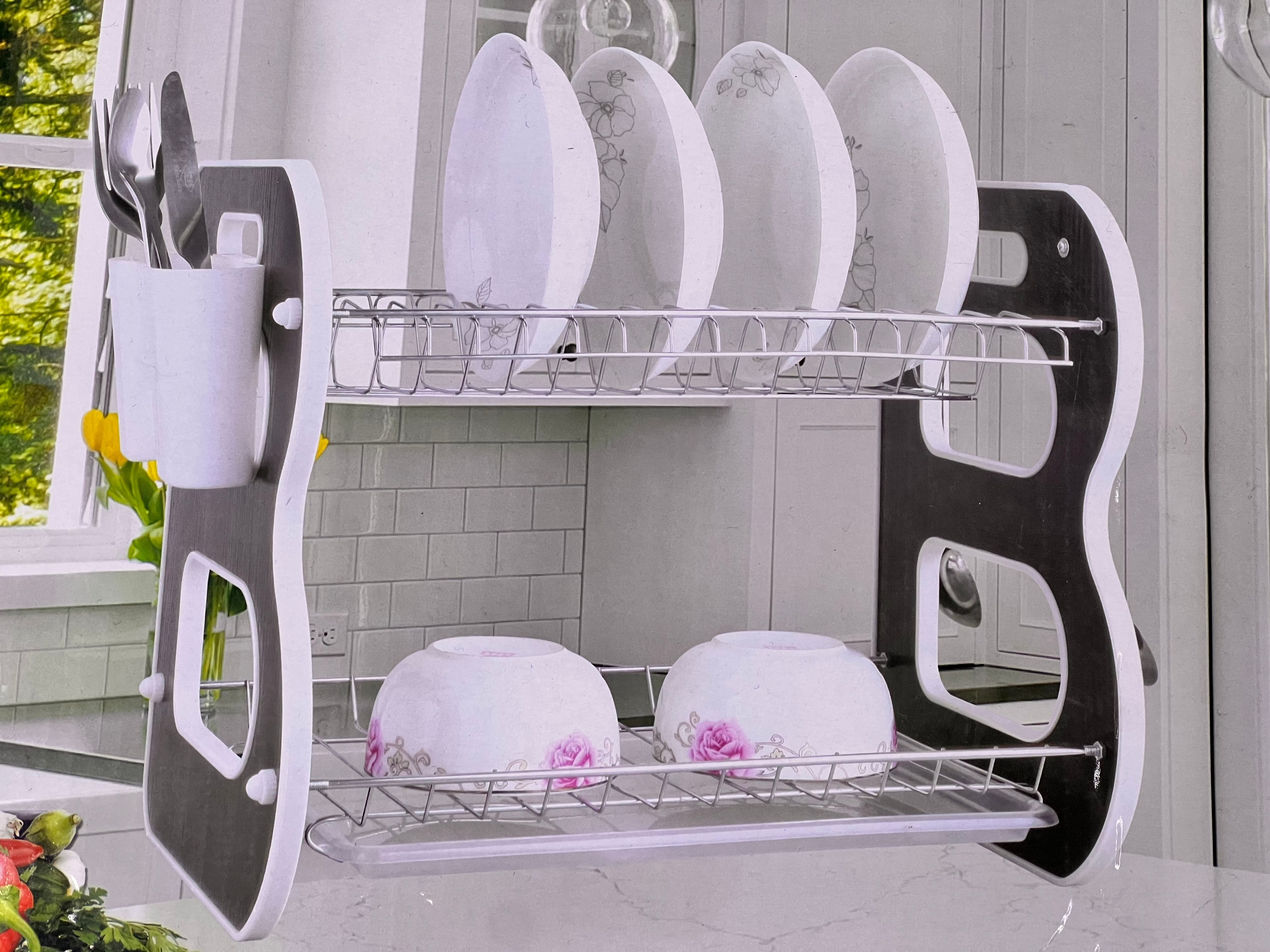 2-Tier Stainless Steel Dish Drying Rack - Space Saving Kitchen Organizer for Countertop, Sink, and Cabinet Storage | Perfect for Small Apartments and RVs