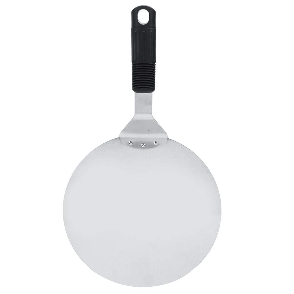 10 Inch Stainless Steel Pizza Peel with Wooden Handle - Large Round Pizza Paddle & Spatula for Baking Homemade Pizza, Bread - Perfect for Oven Use & Cheese Serving Tray (1#) - Ideal for Home Kitchens, Pizzerias & Outdoor BBQ Parties