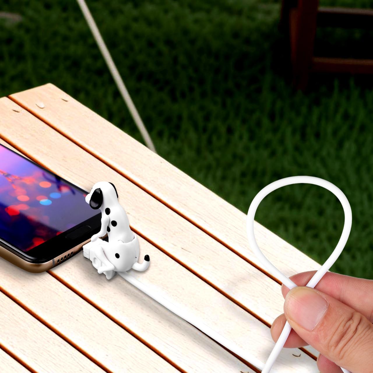 5pcs Funny Dog Phone Charger - Cute Chihuahua USB Cable with Metal Holder for iPhone & Android | Perfect for Car, Home & Office Use
