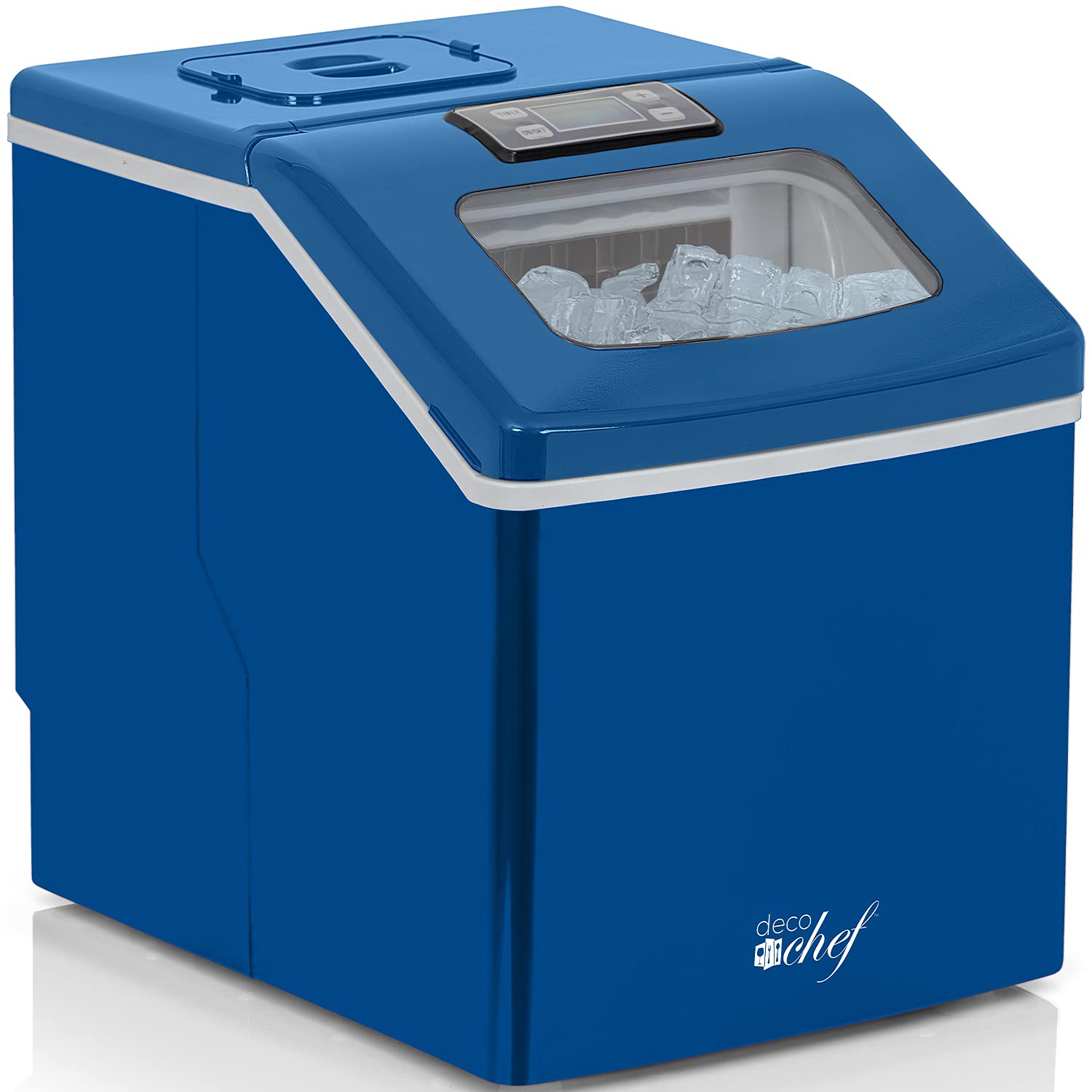 Deco Chef Portable Countertop Ice Maker Machine - 40LB/24H Fast Ice Production, 24 Cubes in 15 Mins, Adjustable Cube Size, Digital Control with Timer, Self-Cleaning Function, EZ Access Flip Lid & Scoop Included (Blue) - Perfect for Home, Office, RV, Boat & Outdoor Parties
