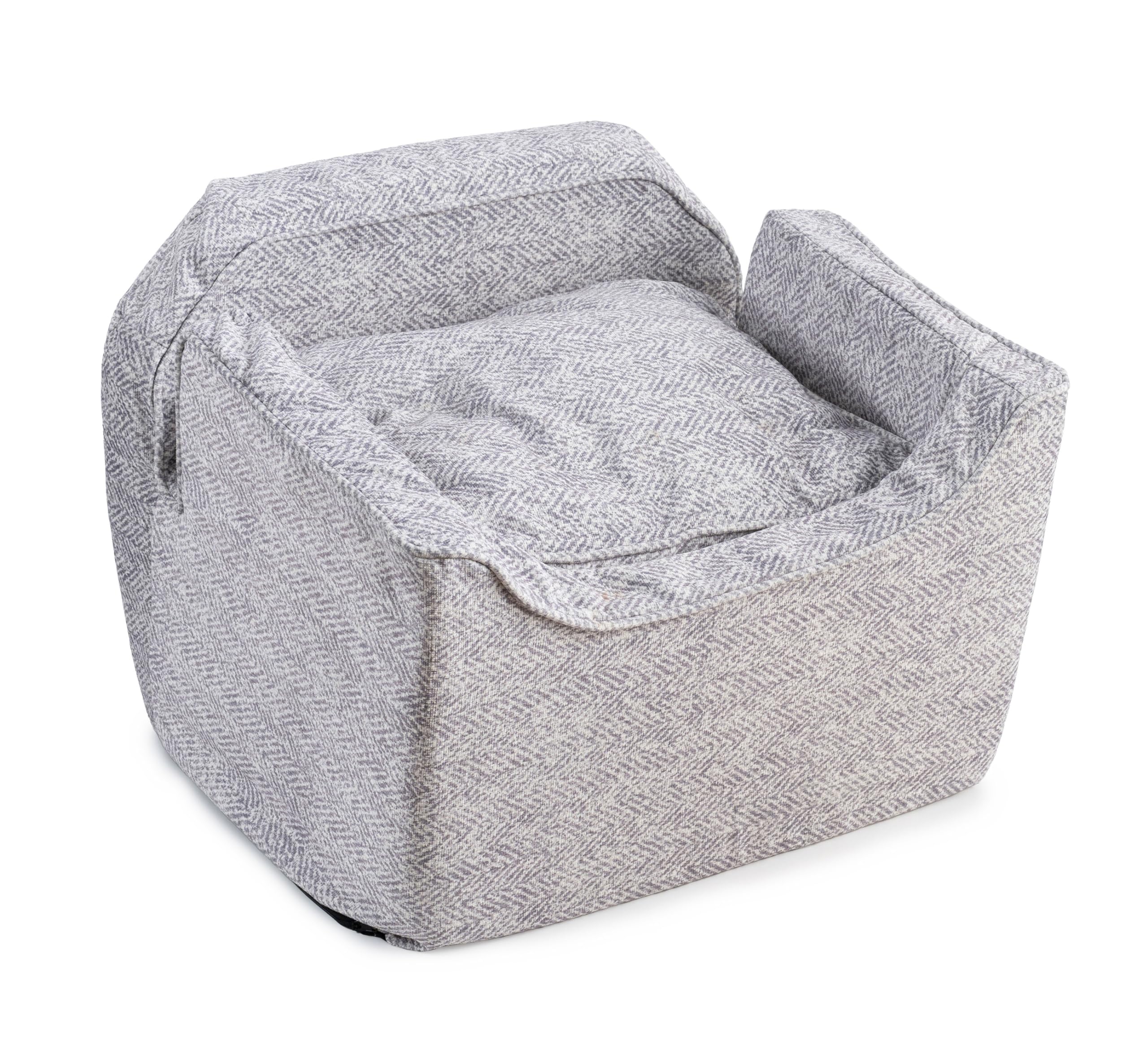 Snoozer Lookout I Dog Booster Car Seat for Small Dogs Under 25lbs - Medium Size Pet Car Seat with Removable Washable Cover - Palmer Dove Fabric - Prevents Car Sickness - Perfect for Road Trips & Vet Visits