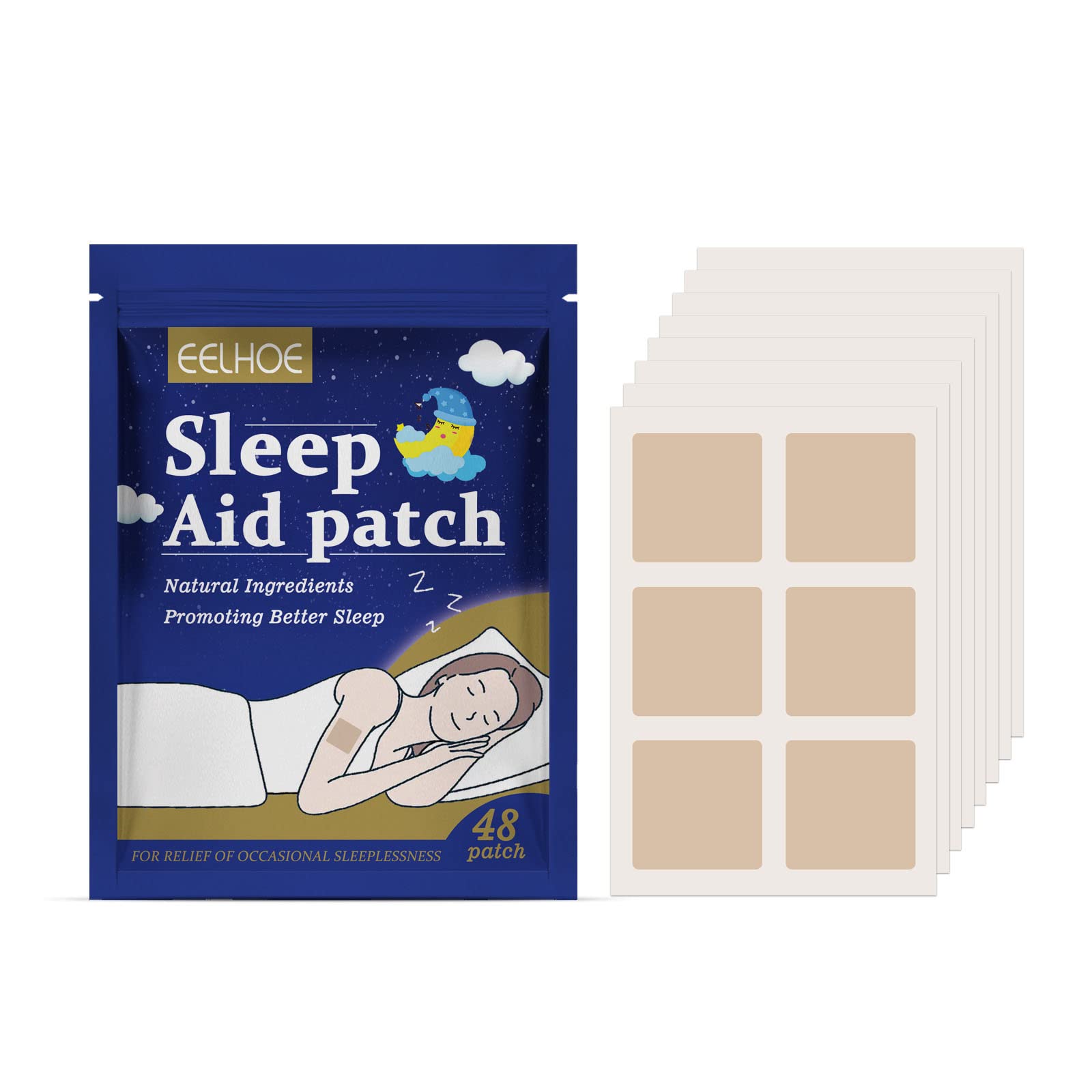 LayBrave Laimoere 48pcs Sleep Patches for Adults - Natural Sleep Aid Stickers to Improve Sleep Quality & Deep Relaxation | Perfect for Nighttime Use, Travel, Jet Lag & Insomnia Relief