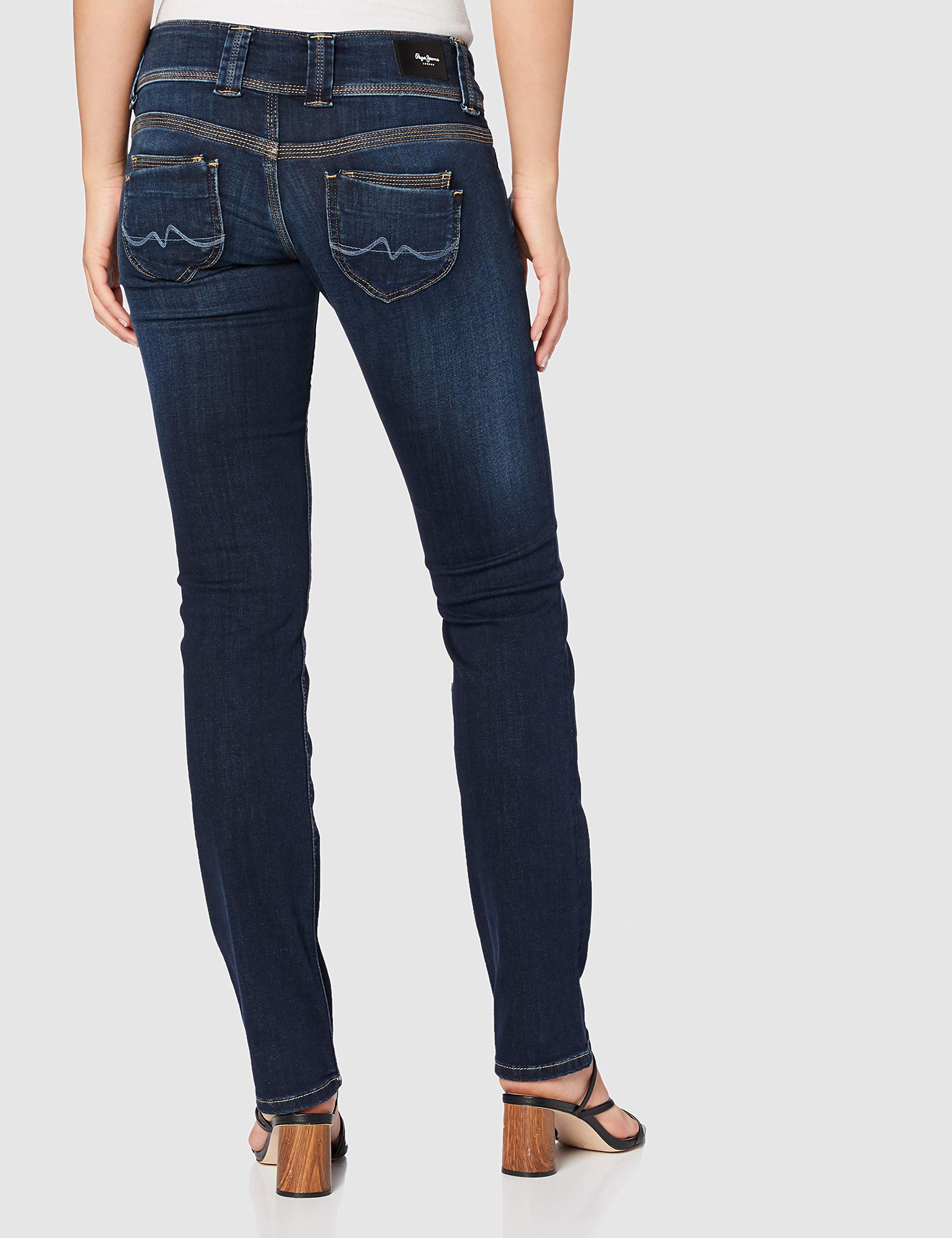 Pepe Jeans Women's Straight Leg Denim Jeans - Classic Blue Stretch Comfort Fit for Casual Wear | Perfect for Office, Dating & Everyday Outfits